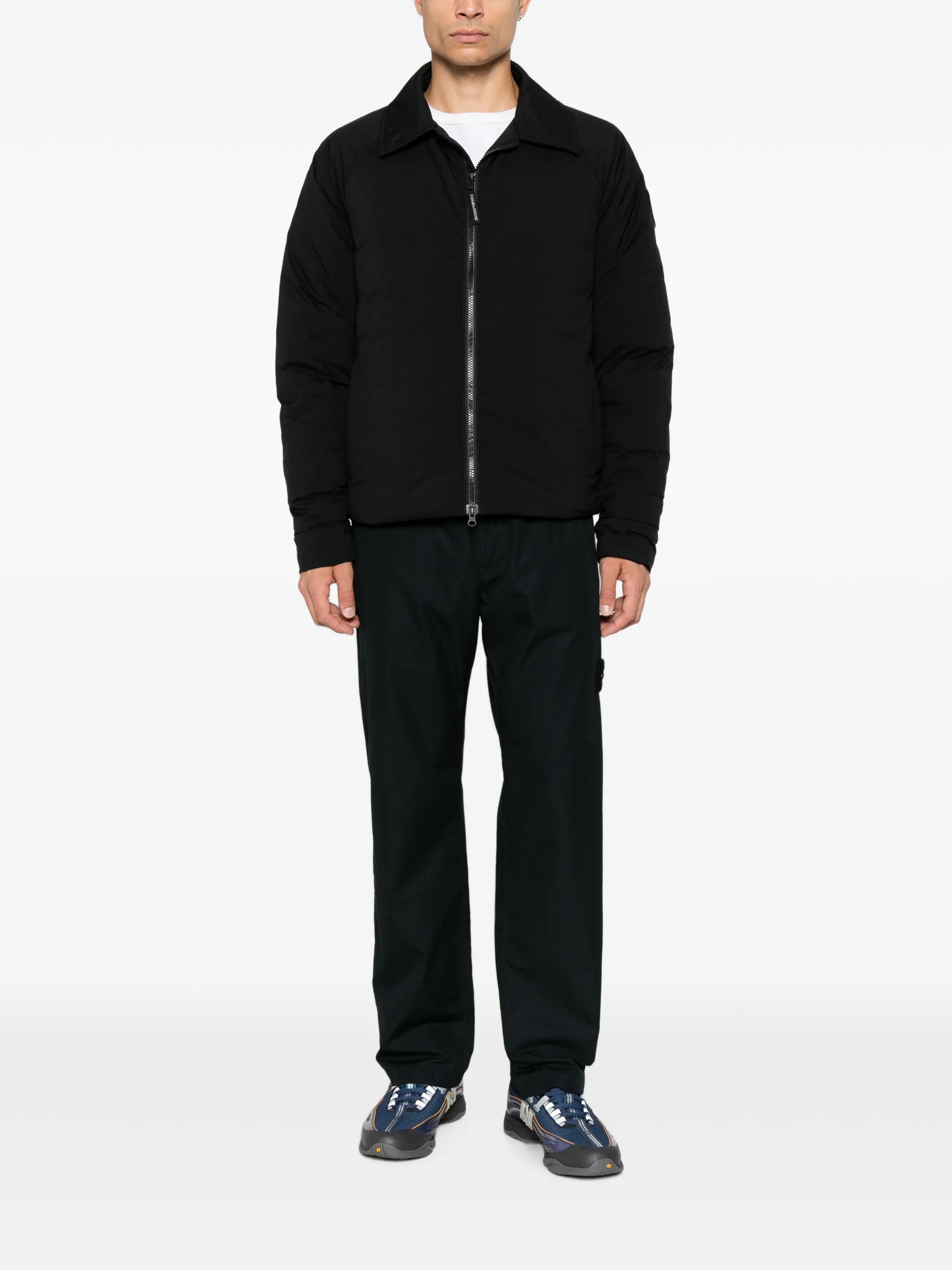 logo-patch zip-up coat