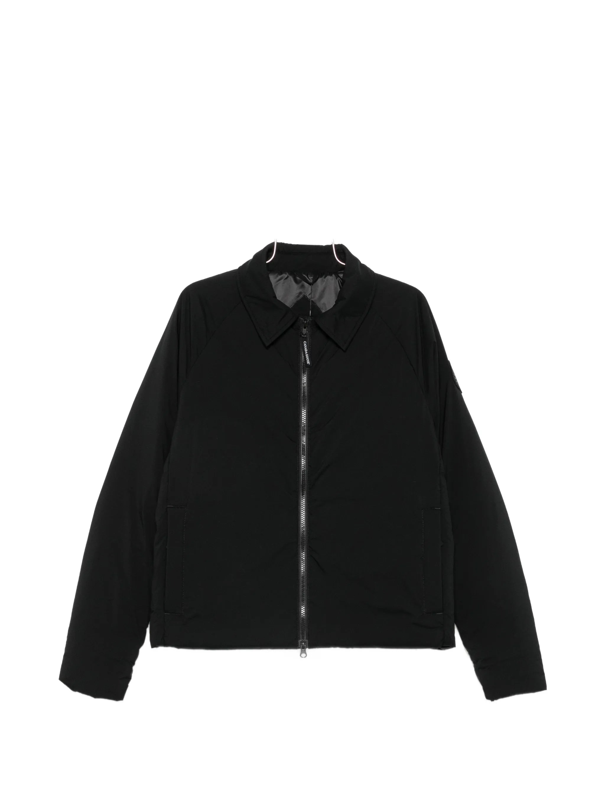 logo-patch zip-up coat