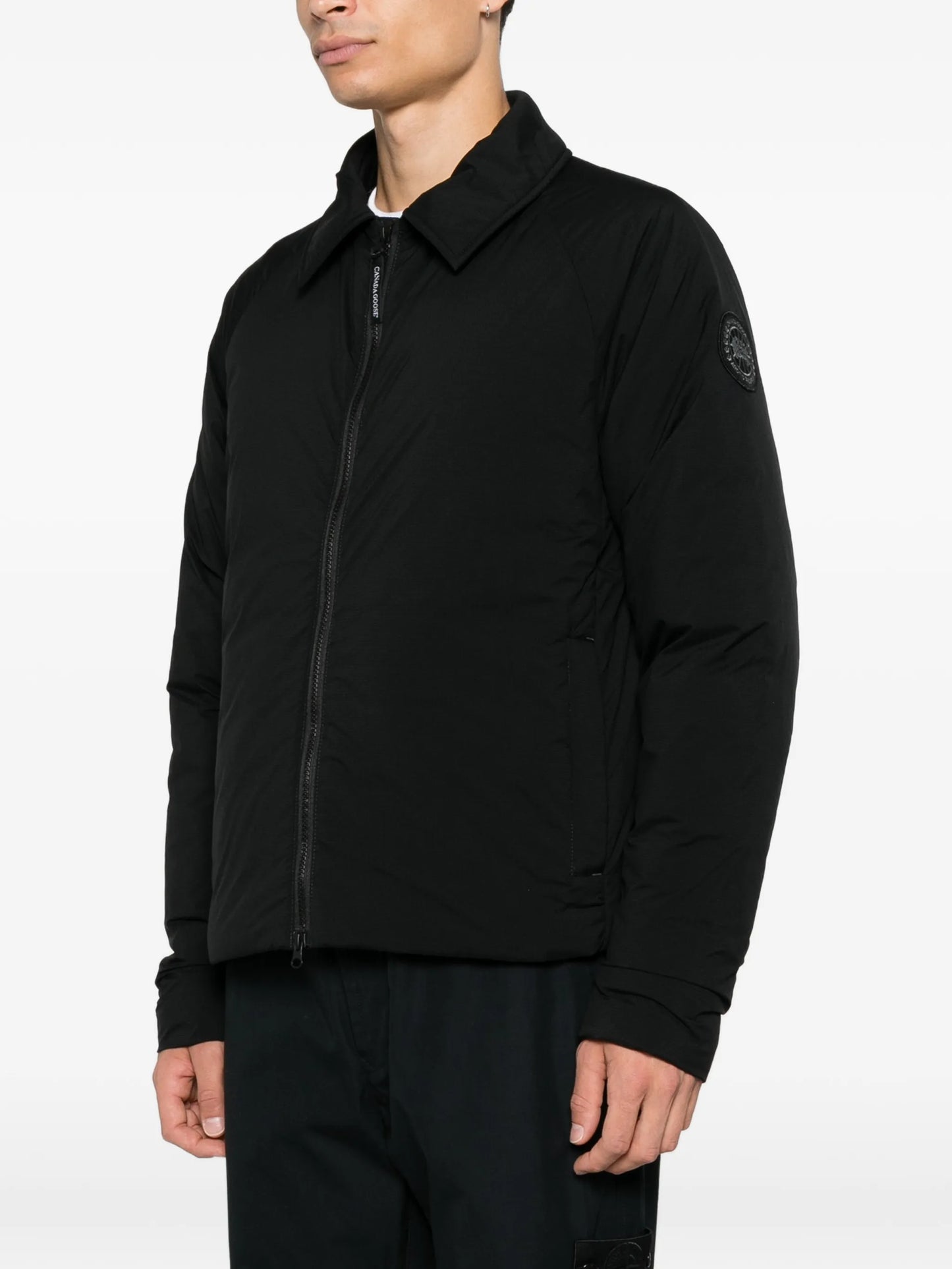 logo-patch zip-up coat