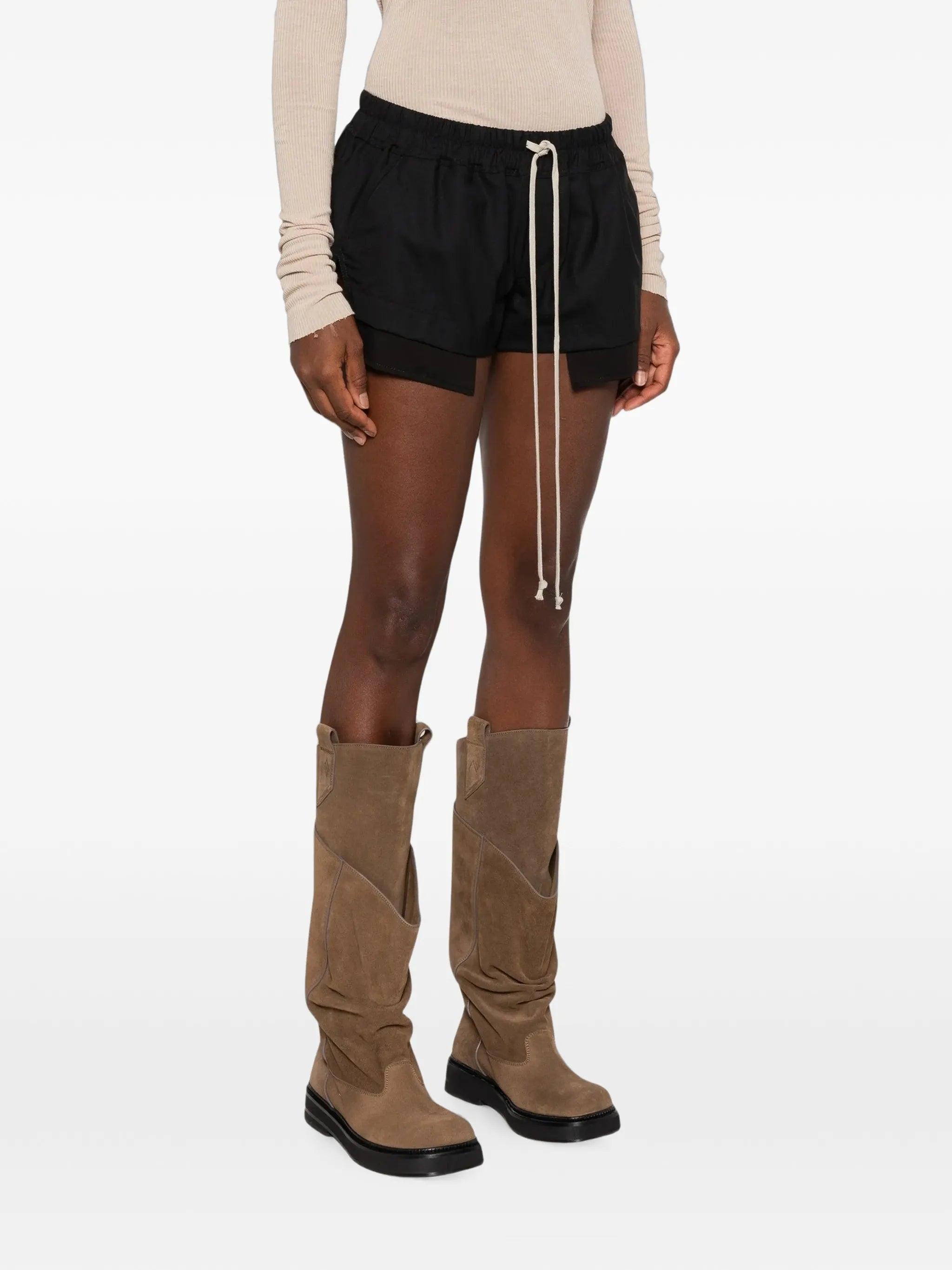 drawstring wool-blend shorts