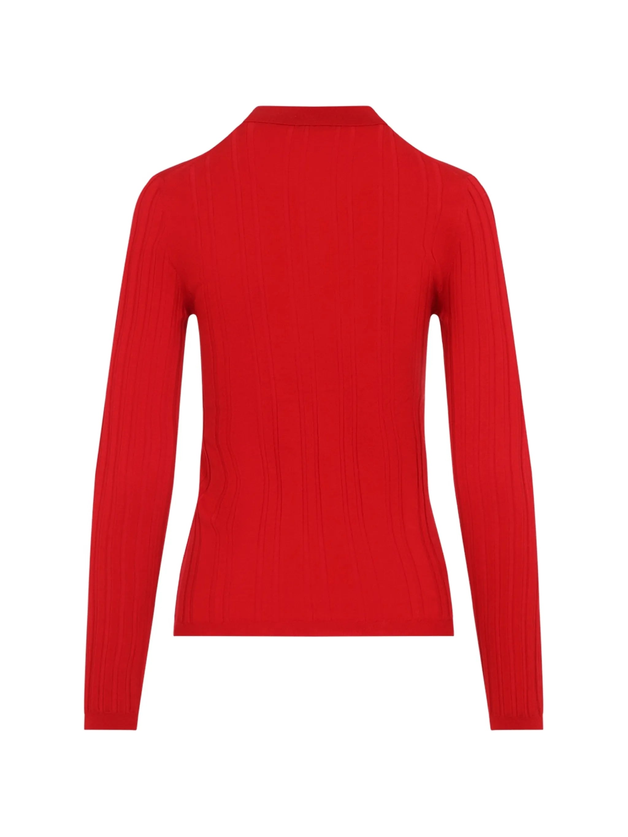 ribbed-knit long-sleeve polo shirt