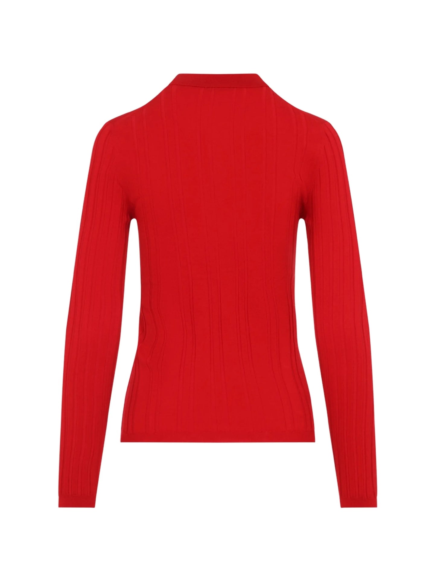 ribbed-knit long-sleeve polo shirt