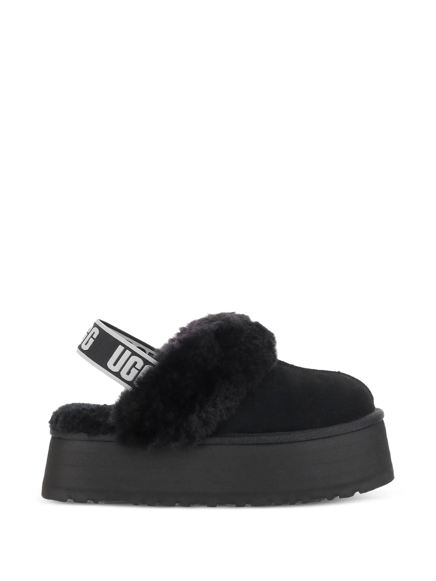Funkette shearling-trim platform sandals