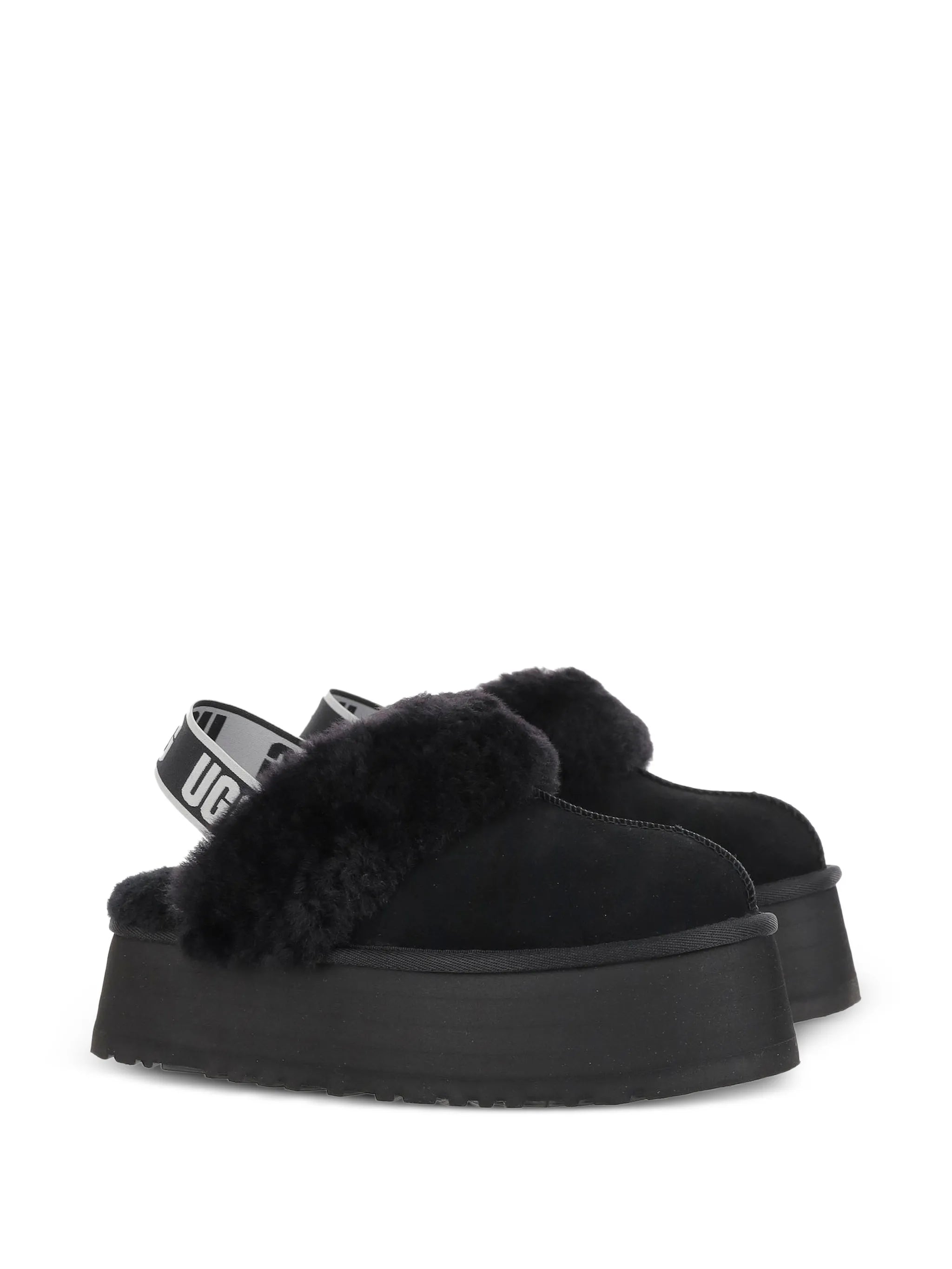 Funkette shearling-trim platform sandals