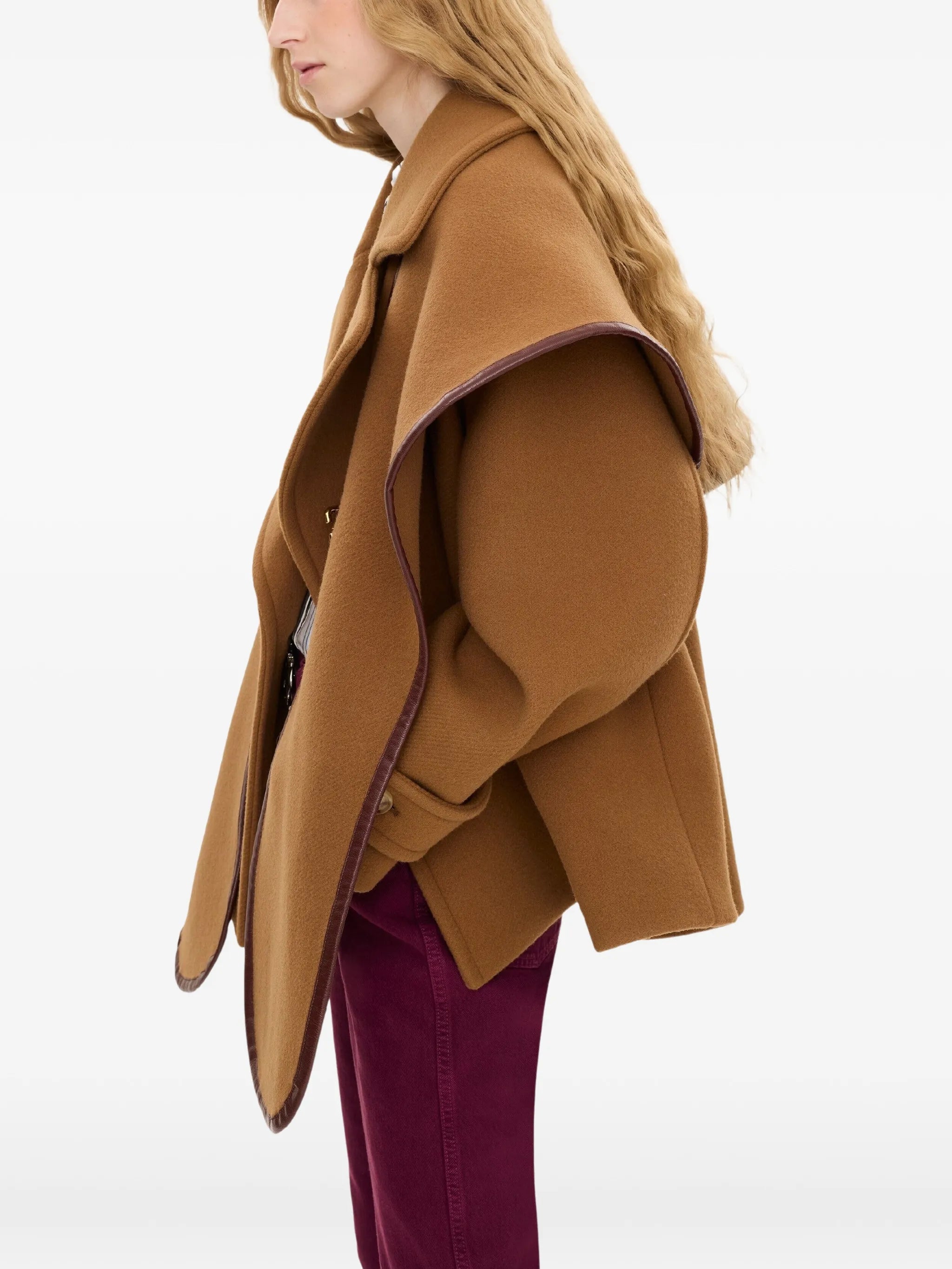 Paddington leather-trimmed buckled cape