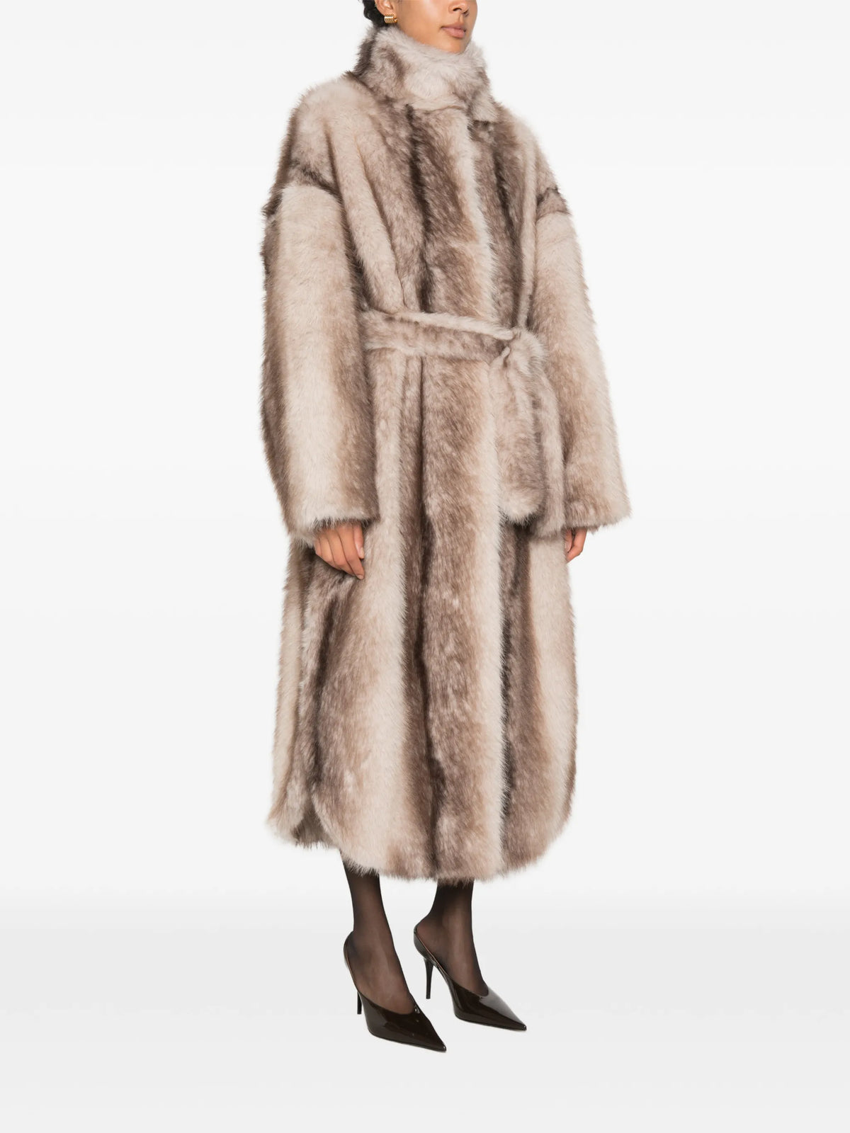 faux-fur belted coat