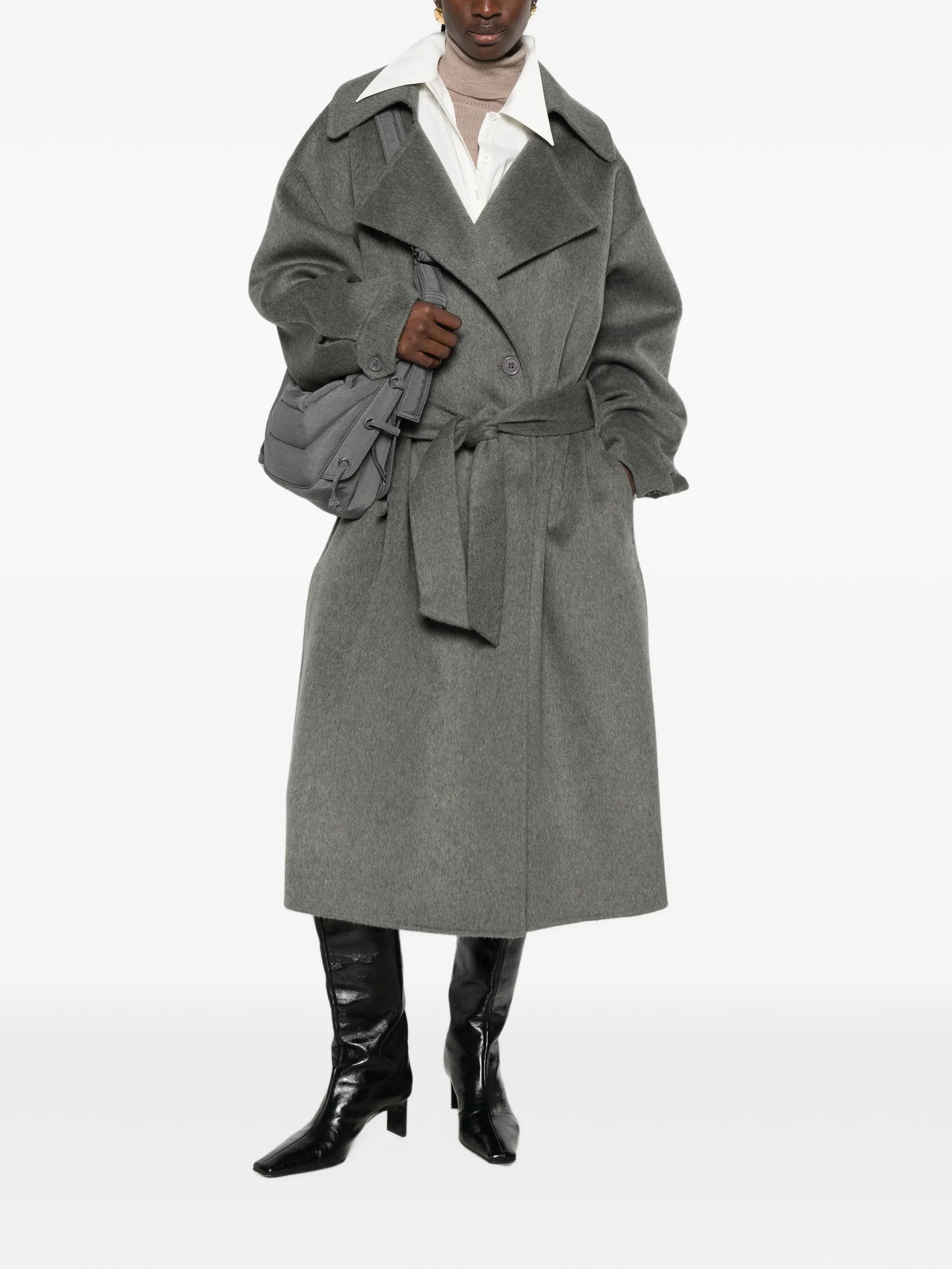 double-breasted belted coat