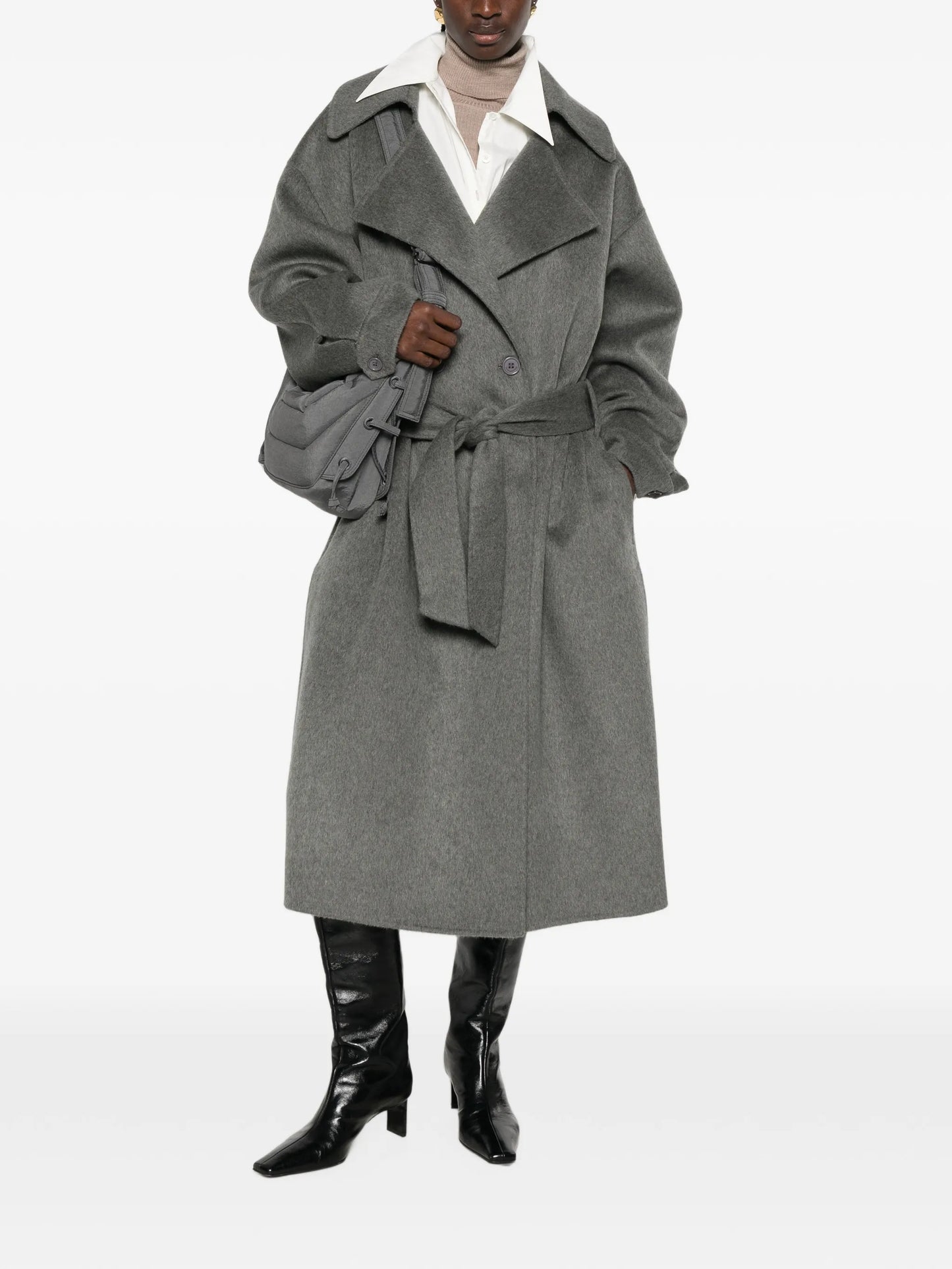 double-breasted belted coat
