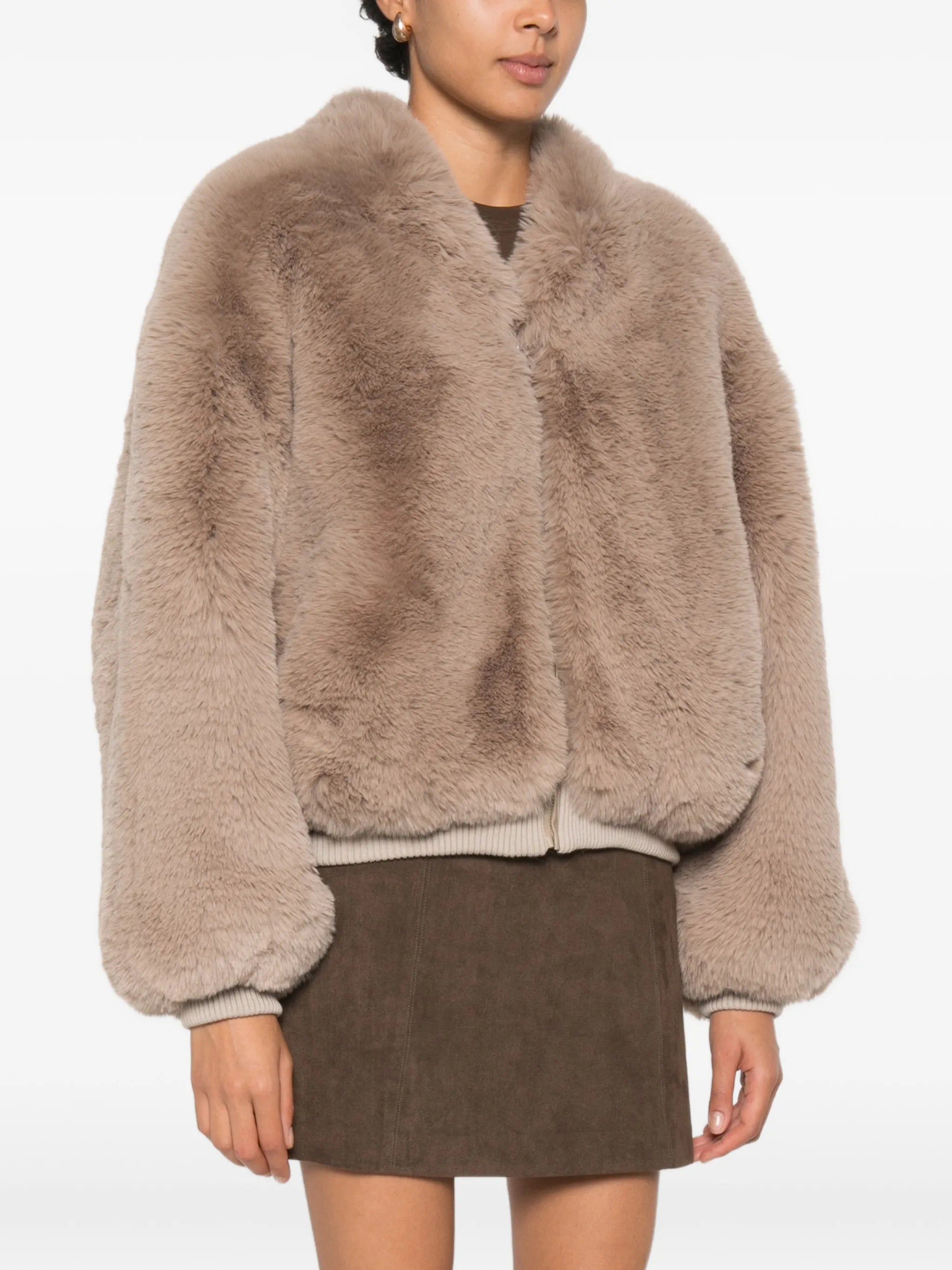 faux-fur bomber jacket