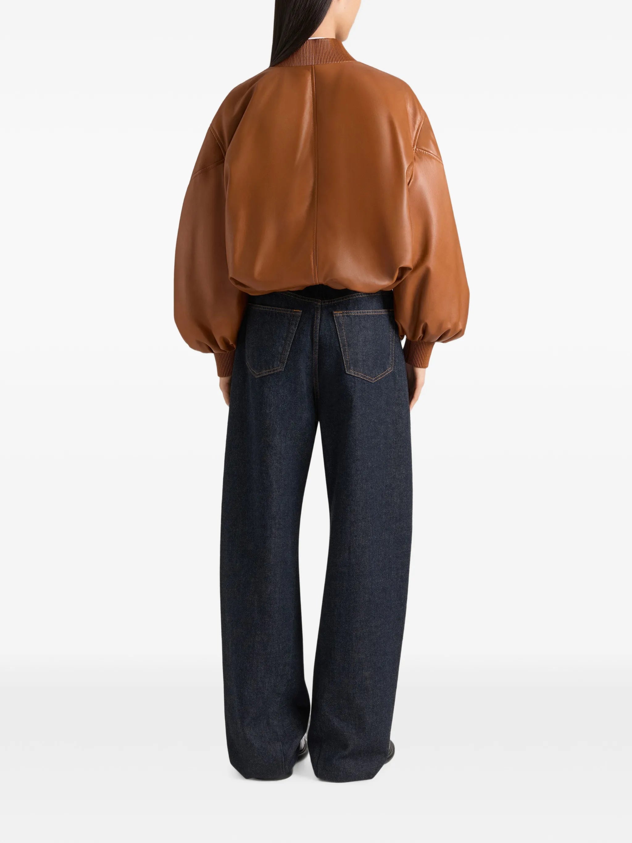 cropped Cocoon bomber in nappa leather