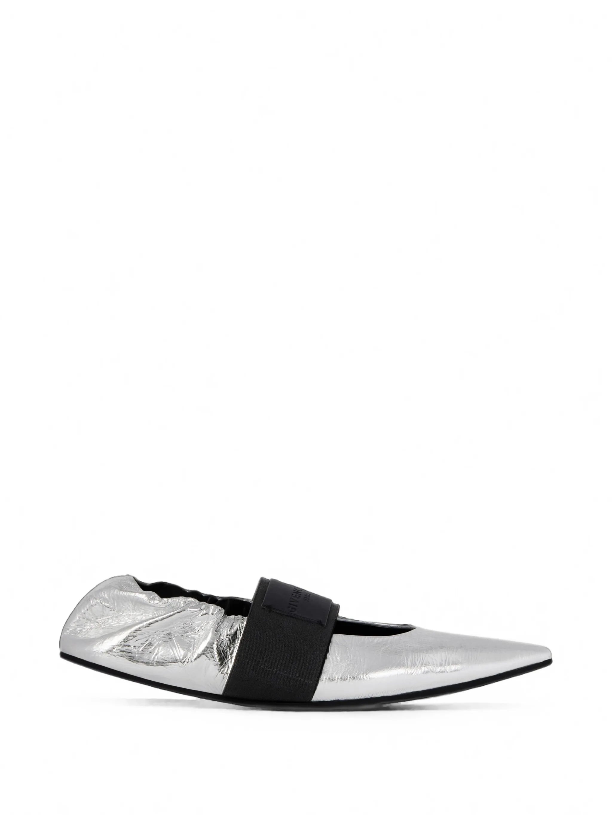 crush ballerinas in wrinkled-effect metallic leather