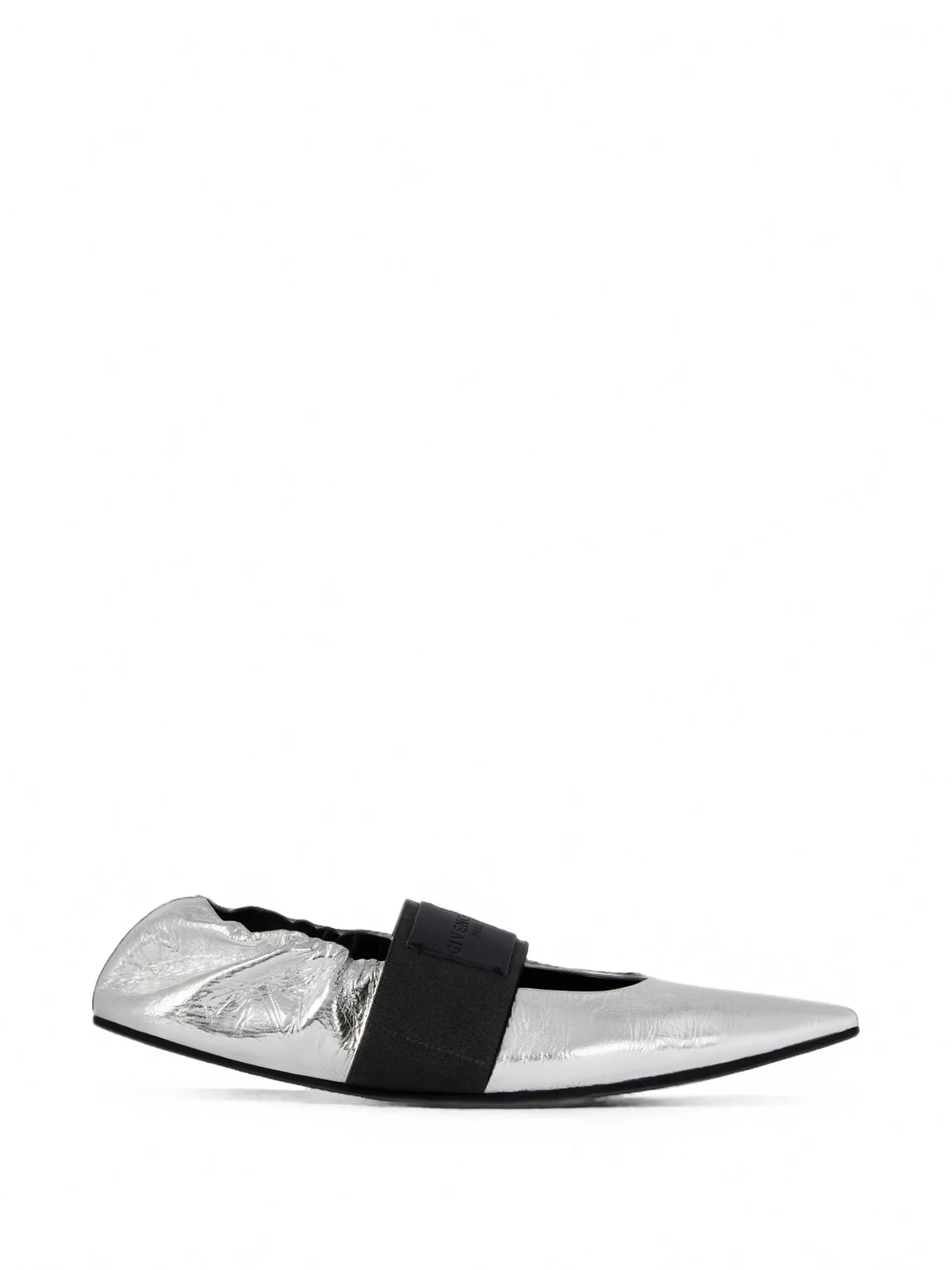 crush ballerinas in wrinkled-effect metallic leather