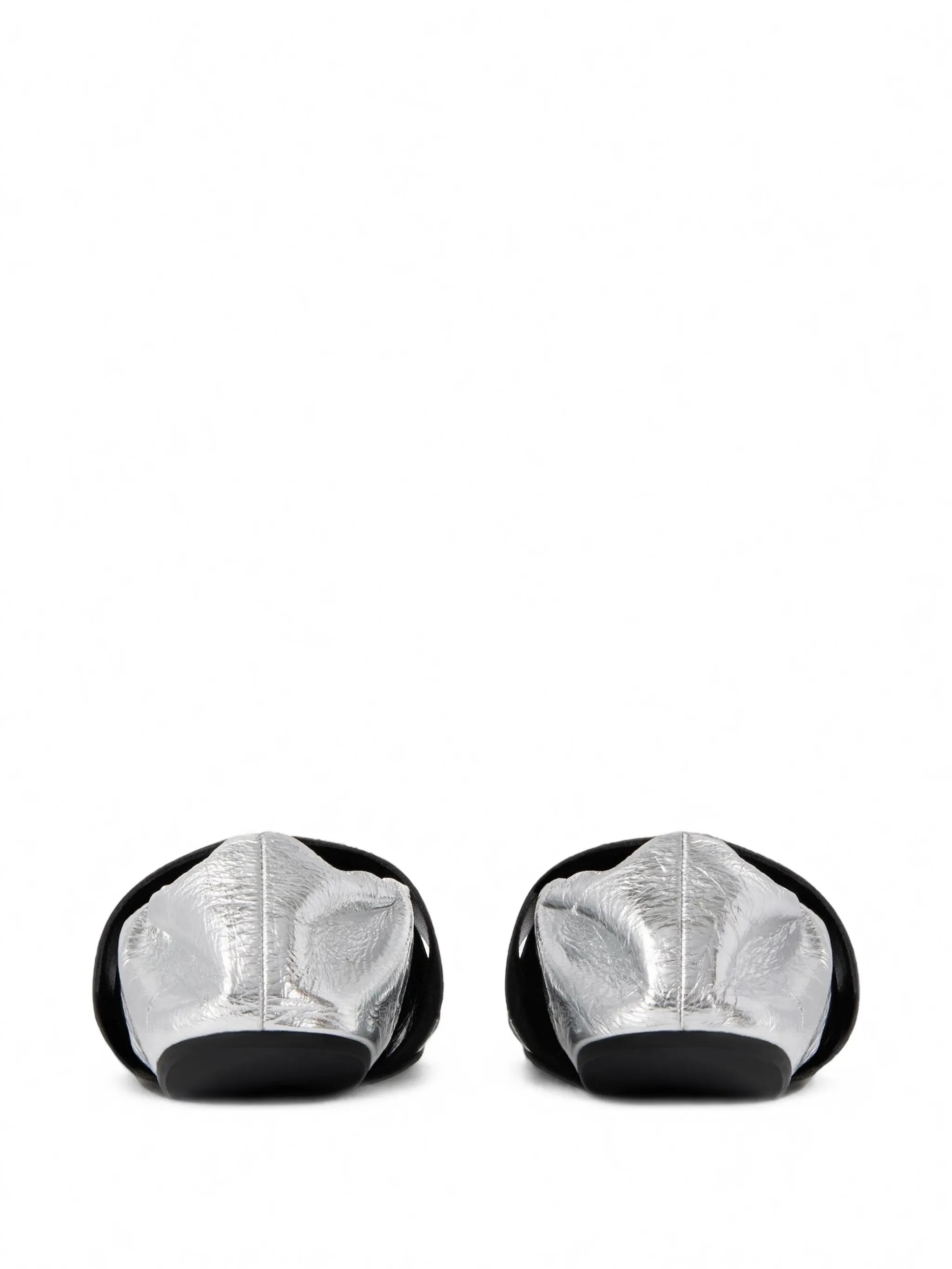 crush ballerinas in wrinkled-effect metallic leather