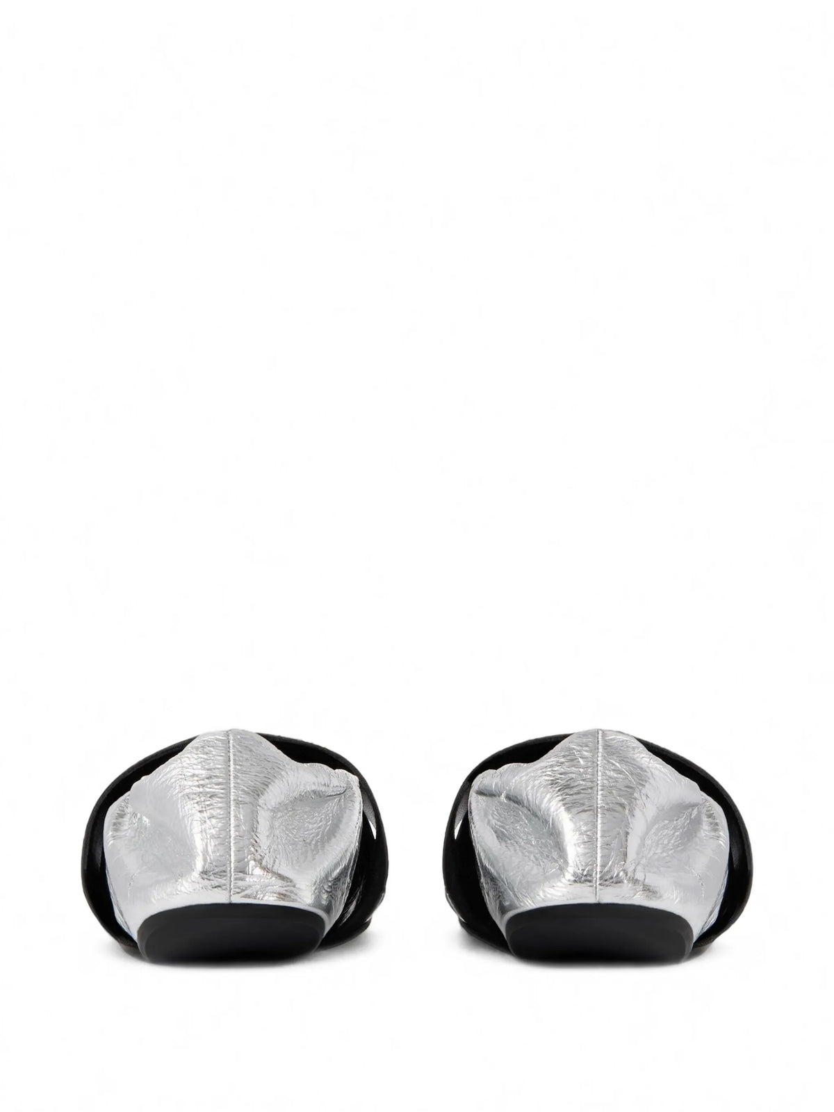 crush ballerinas in wrinkled-effect metallic leather