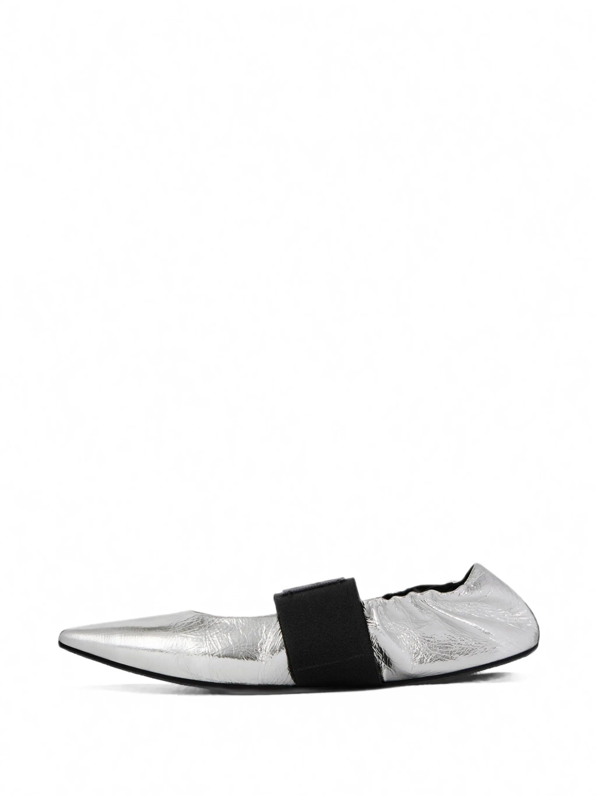 crush ballerinas in wrinkled-effect metallic leather