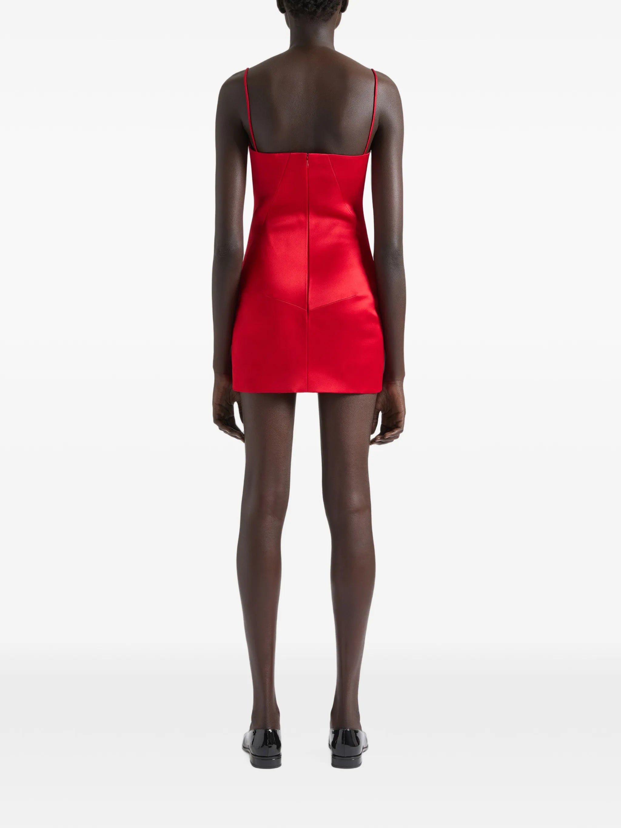sliced mini dress in satin