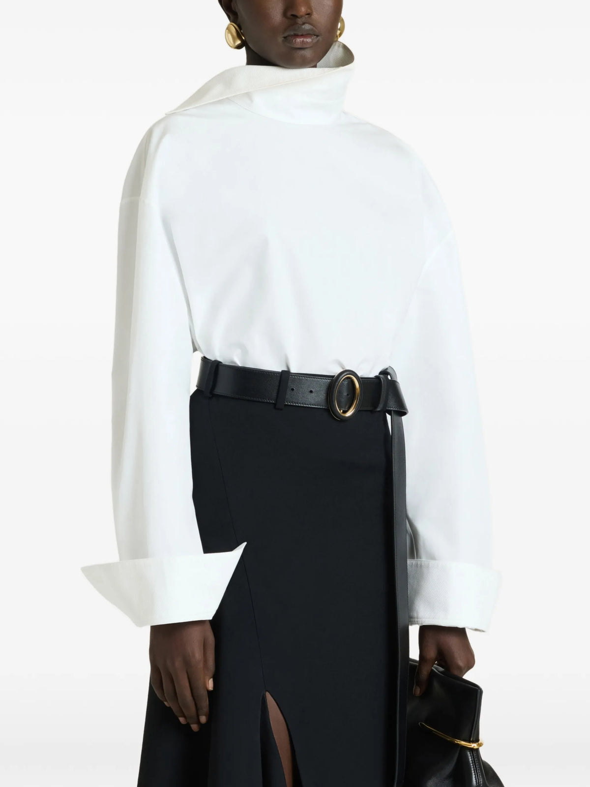 bib-front oversized blouse