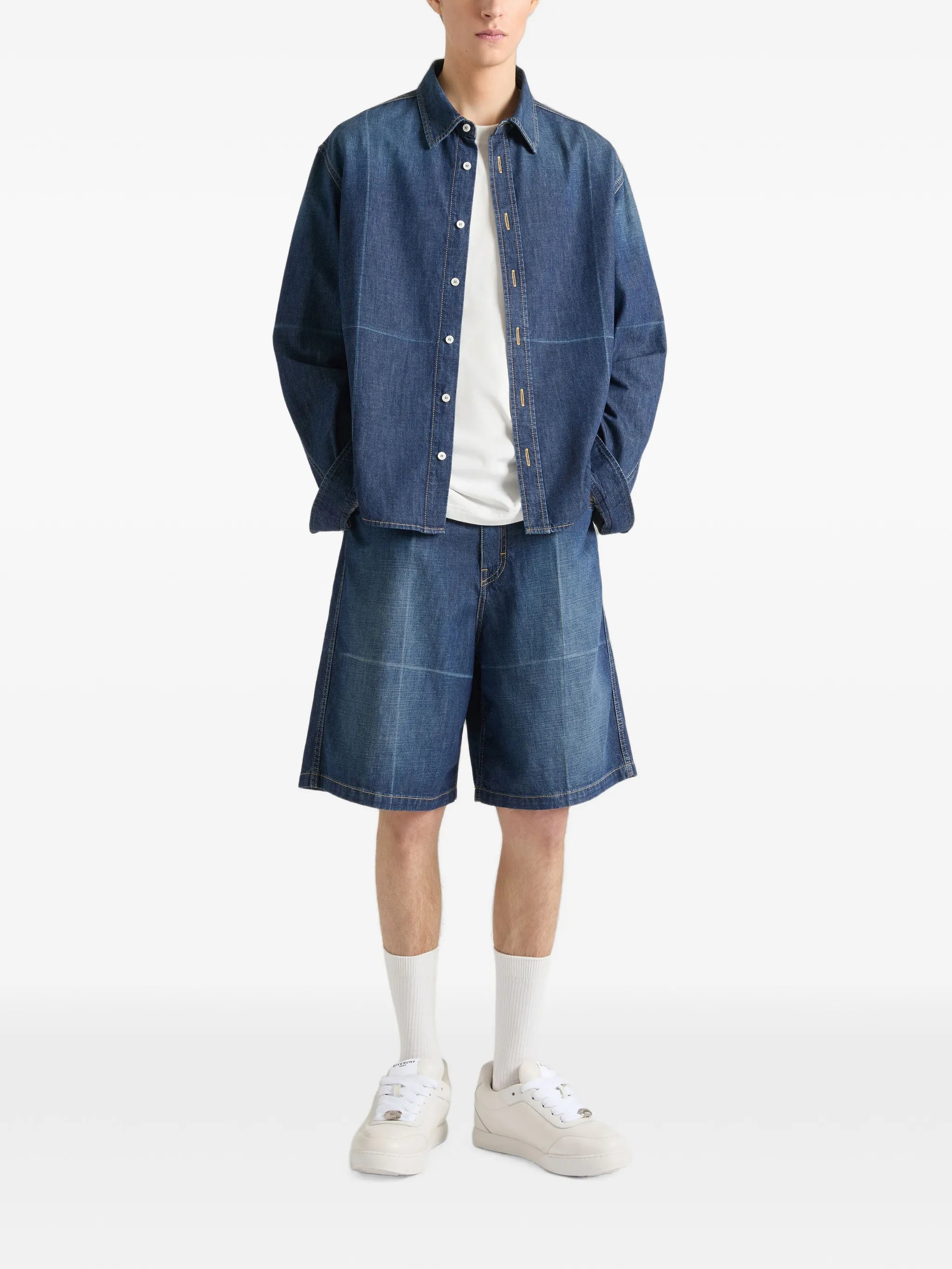 shirt in denim with folded effect