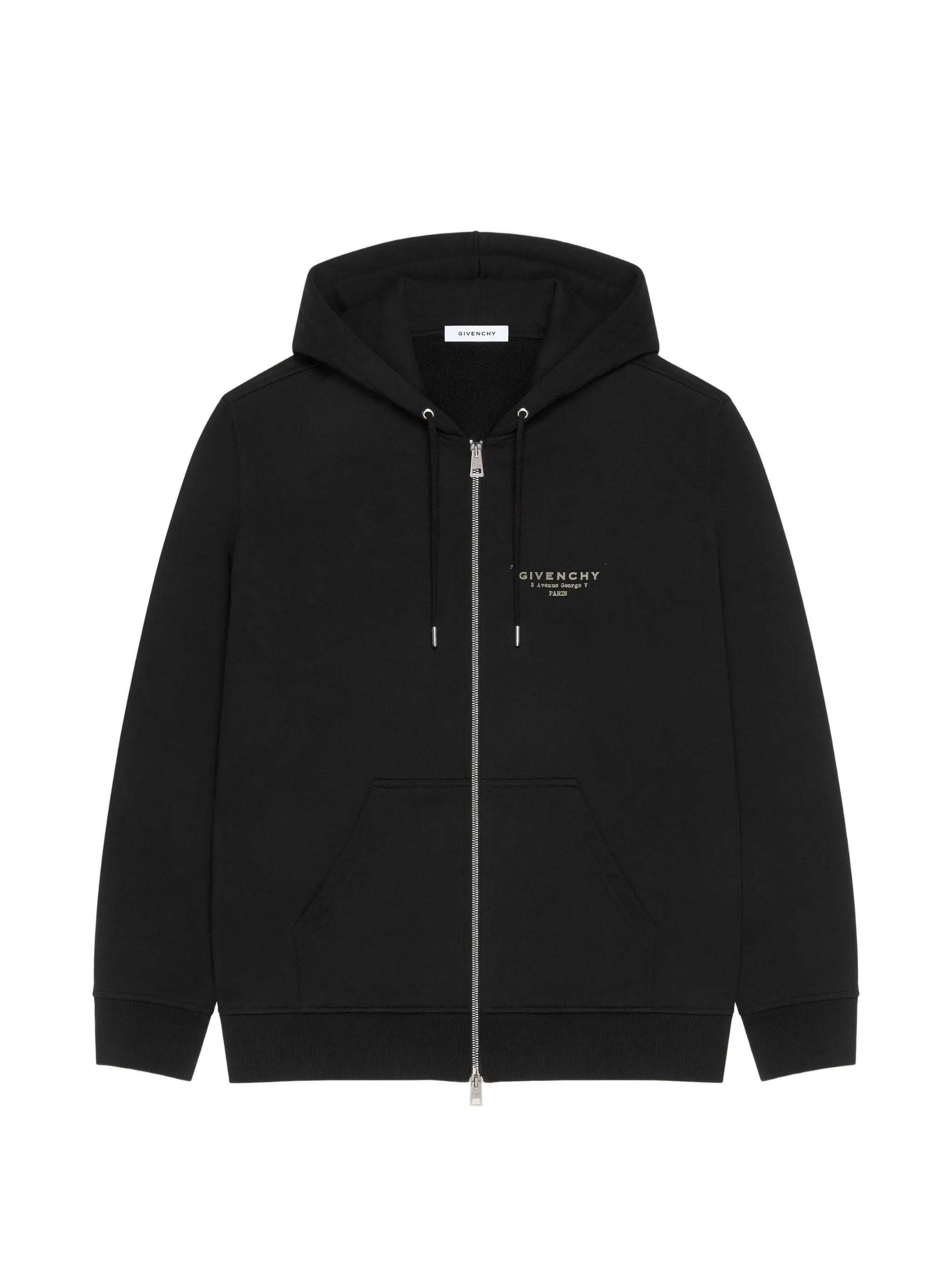 zipped hoodie in fleece with stamp print