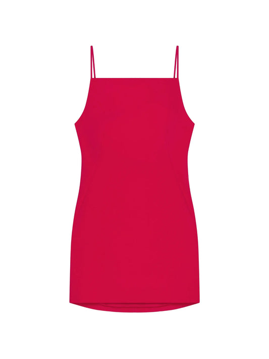 sliced mini dress in crepe cady