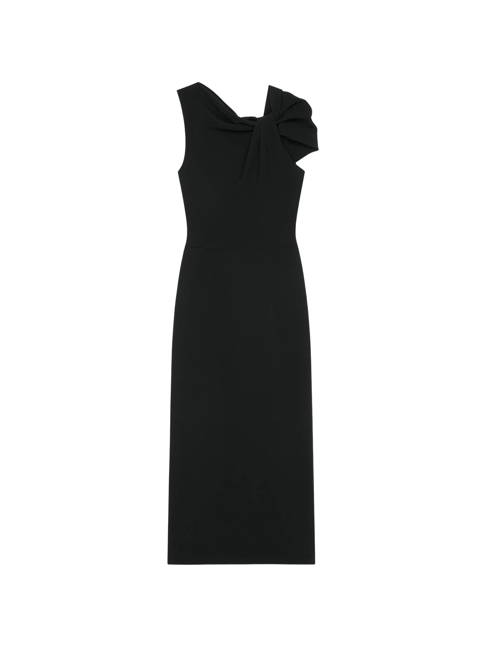 draped pencil dress in crepe cady
