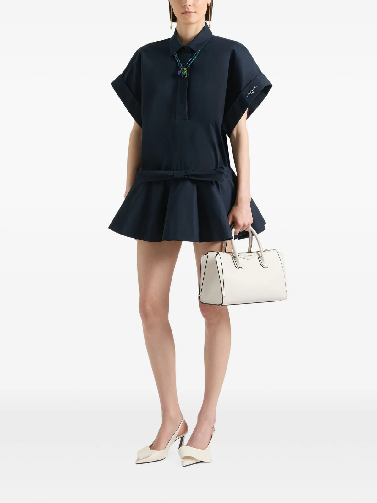 mini shirt dress in poplin with bow