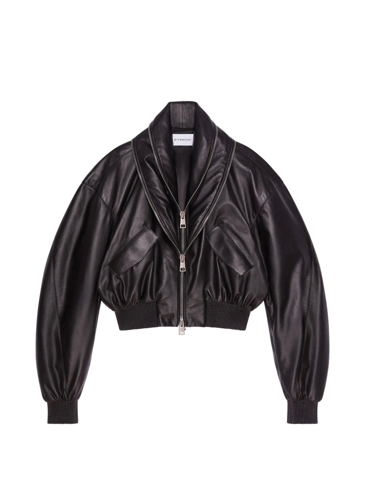 bomber with zipped shawl collar in leather