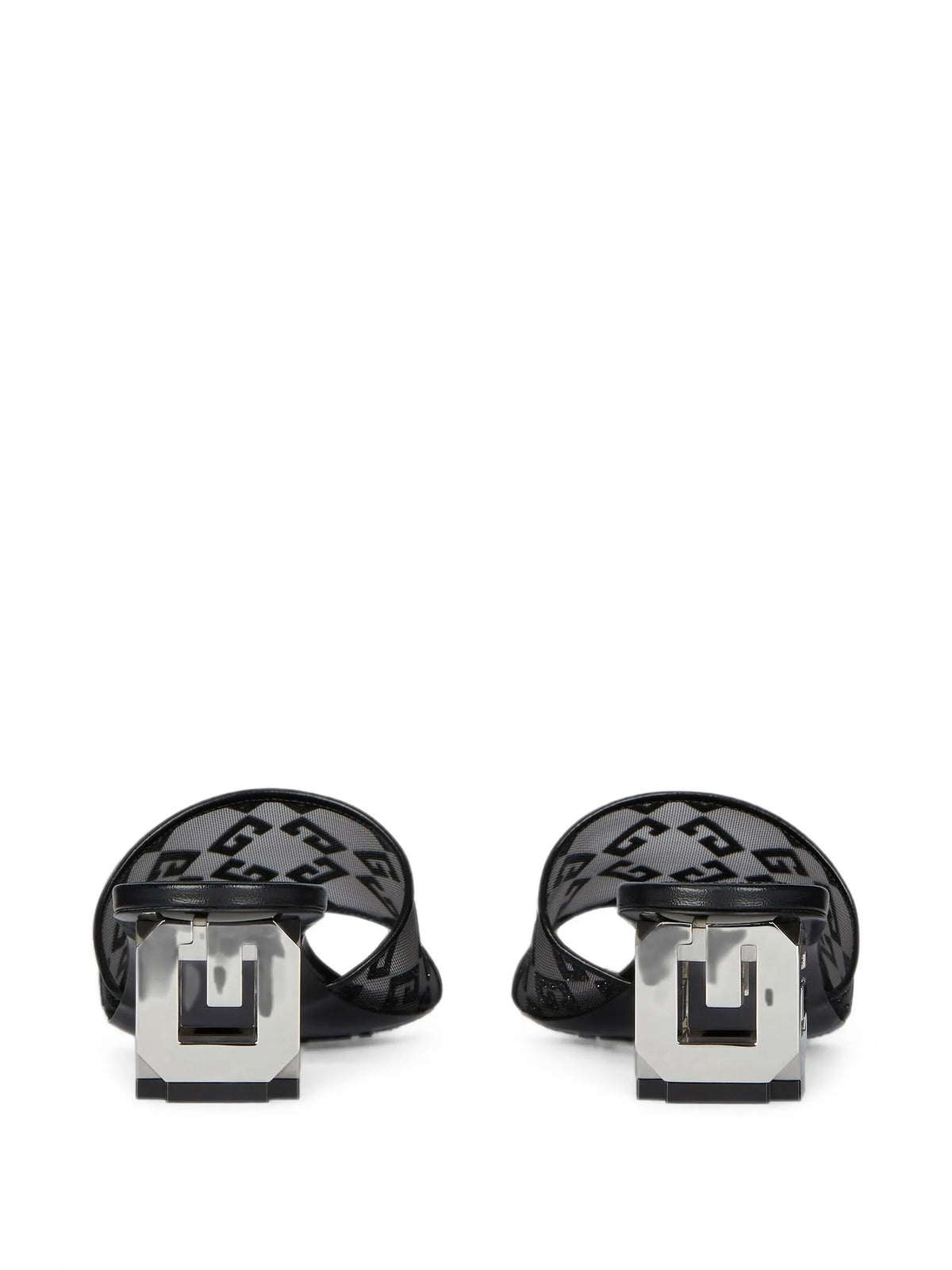 G Cube mules in monogram 72 mesh with lurex