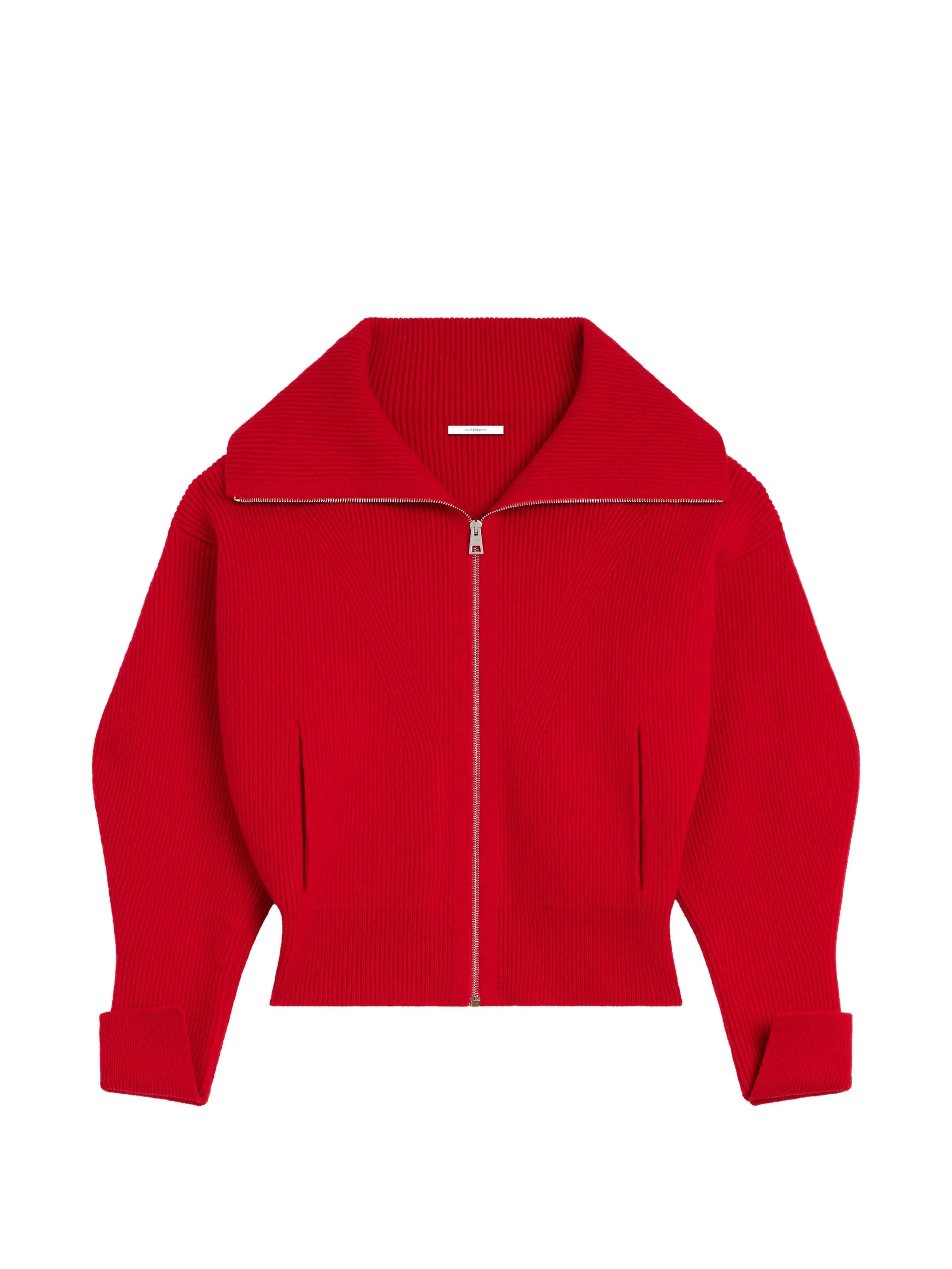 zipped cardigan in wool and cashmere