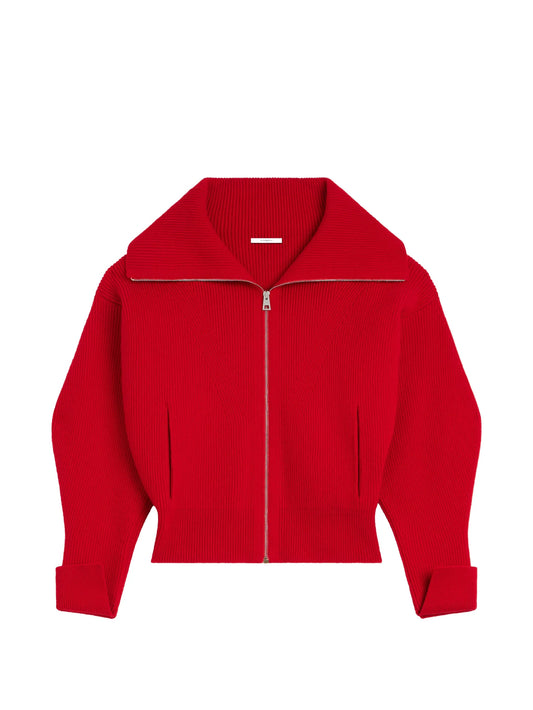 zipped cardigan in wool and cashmere