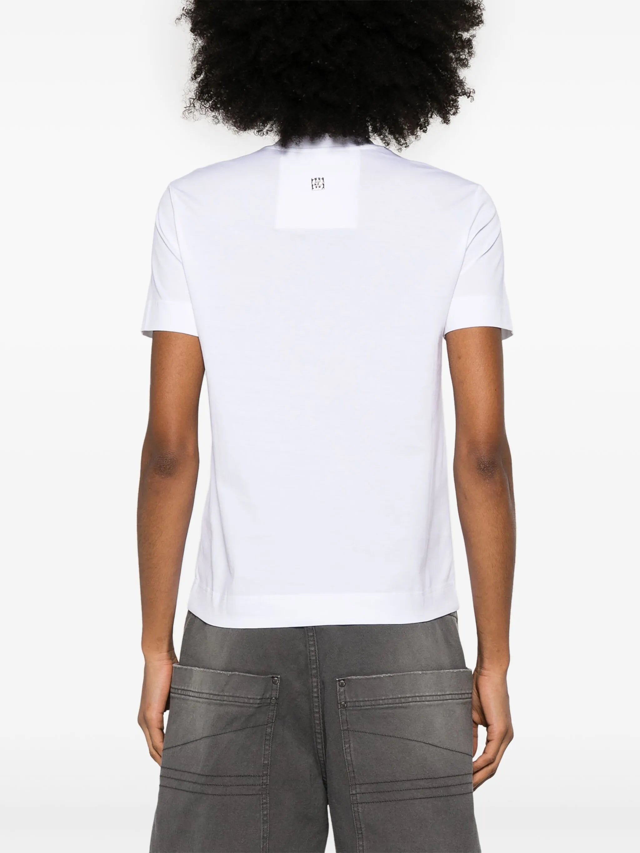 slim fit T-shirt in cotton with crystals snake