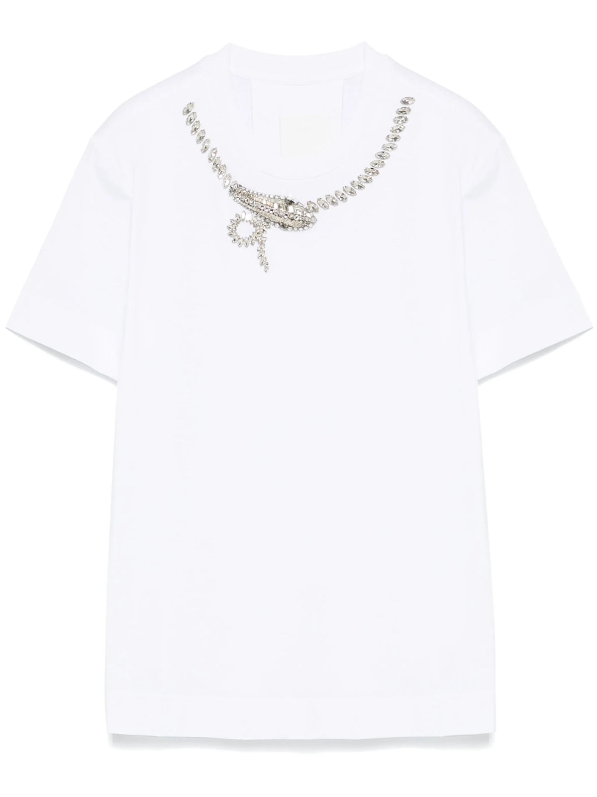 slim fit T-shirt in cotton with crystals snake