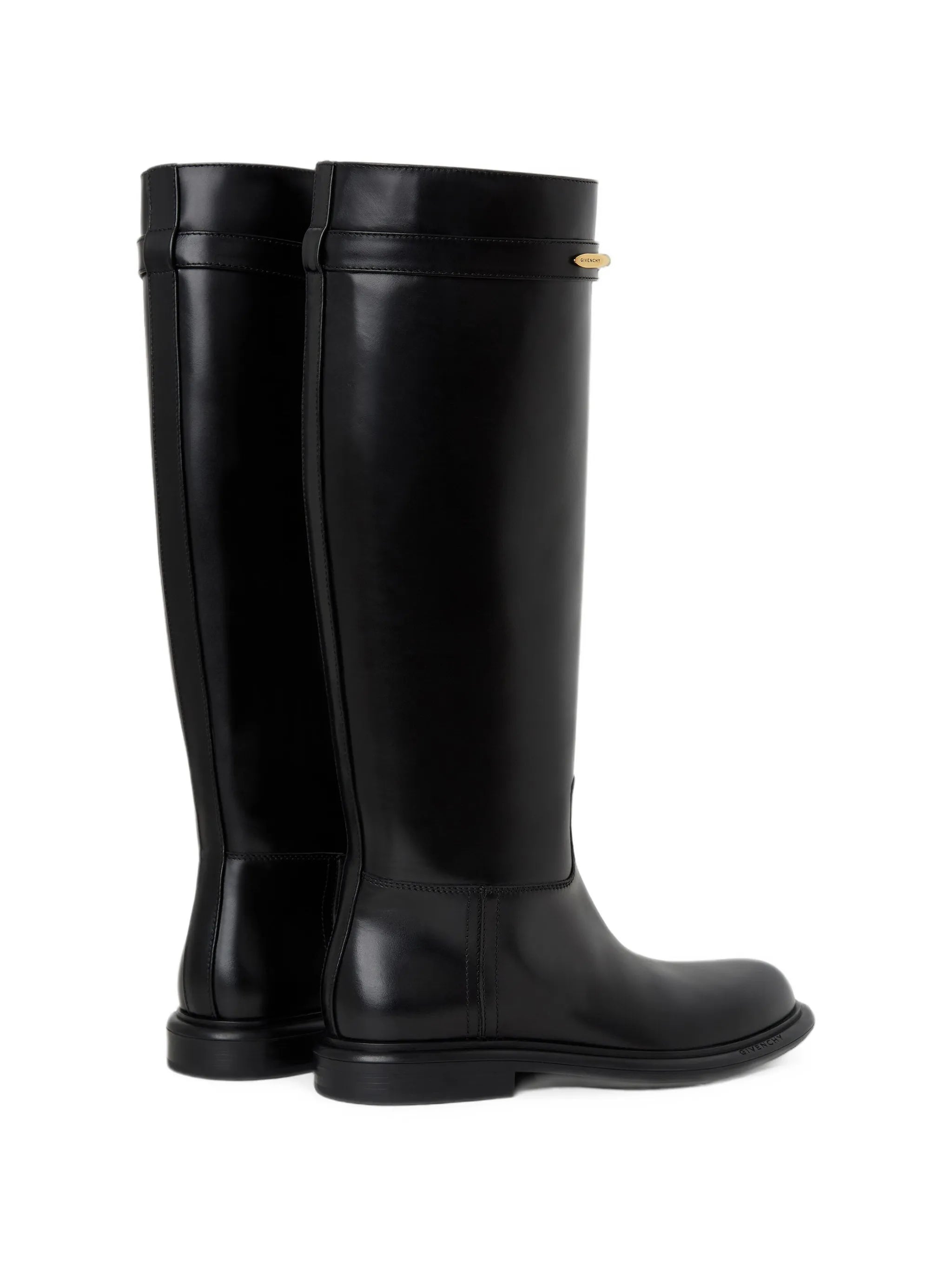 pinch flat boots in leather