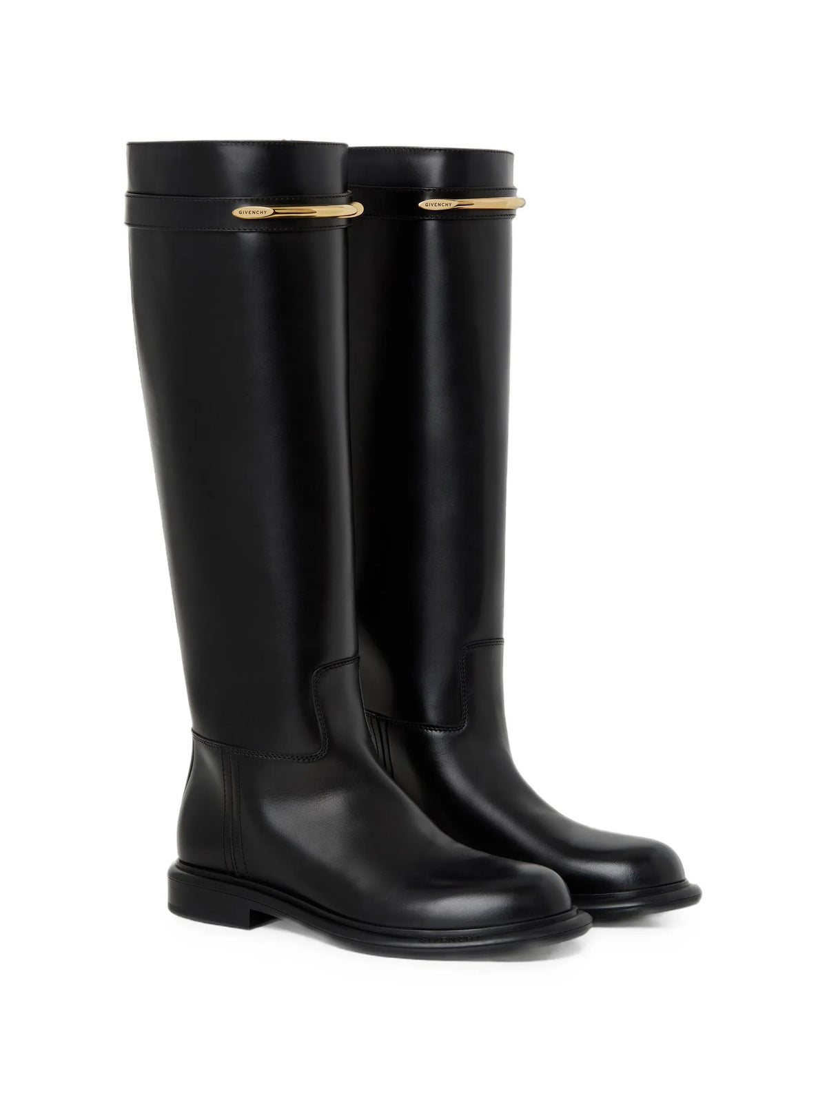 pinch flat boots in leather