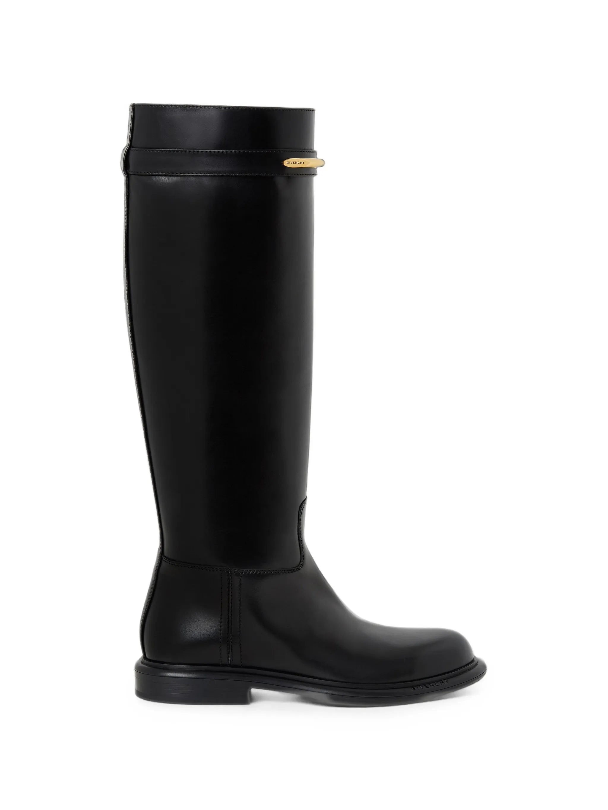 pinch flat boots in leather