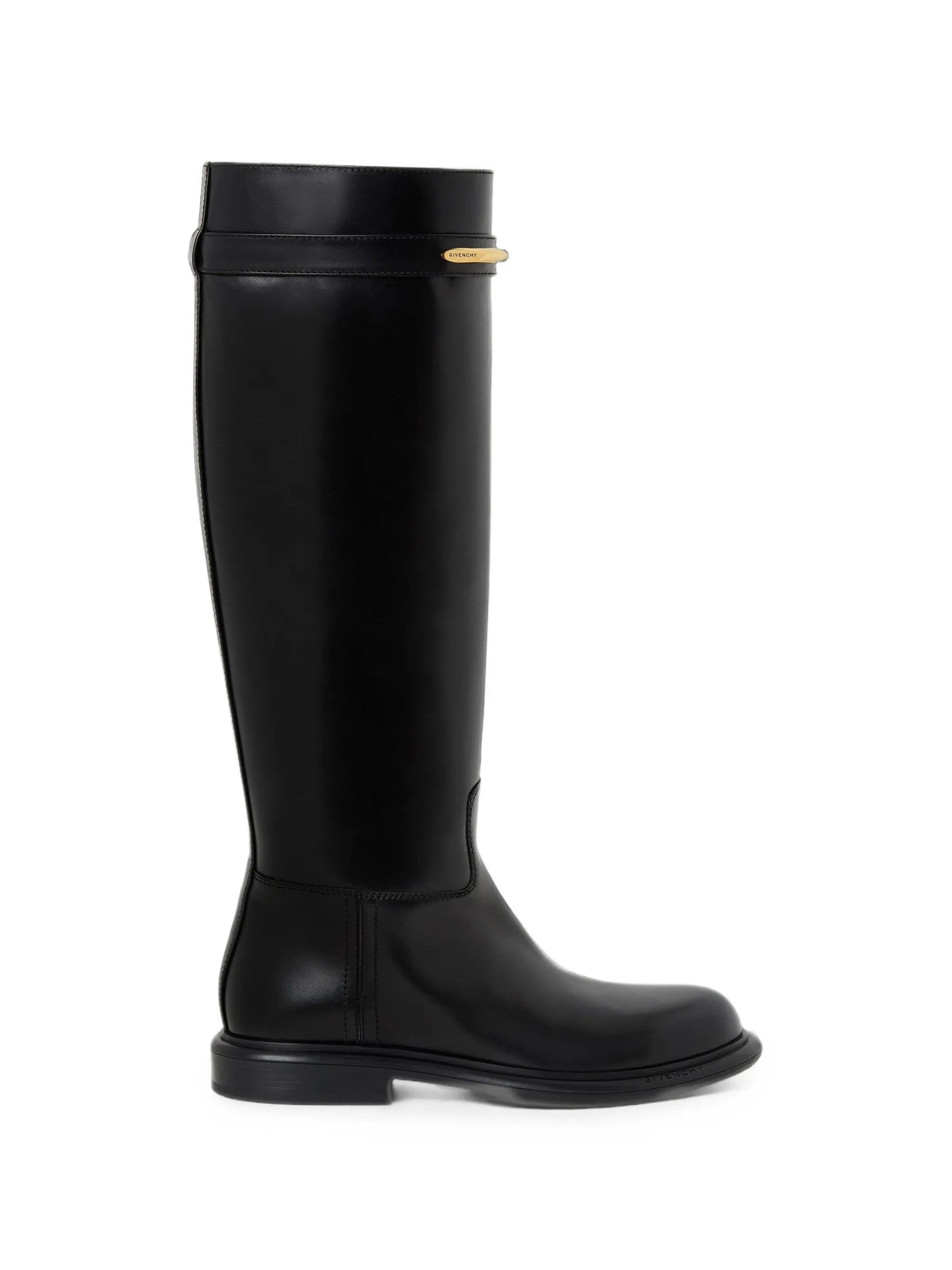 pinch flat boots in leather