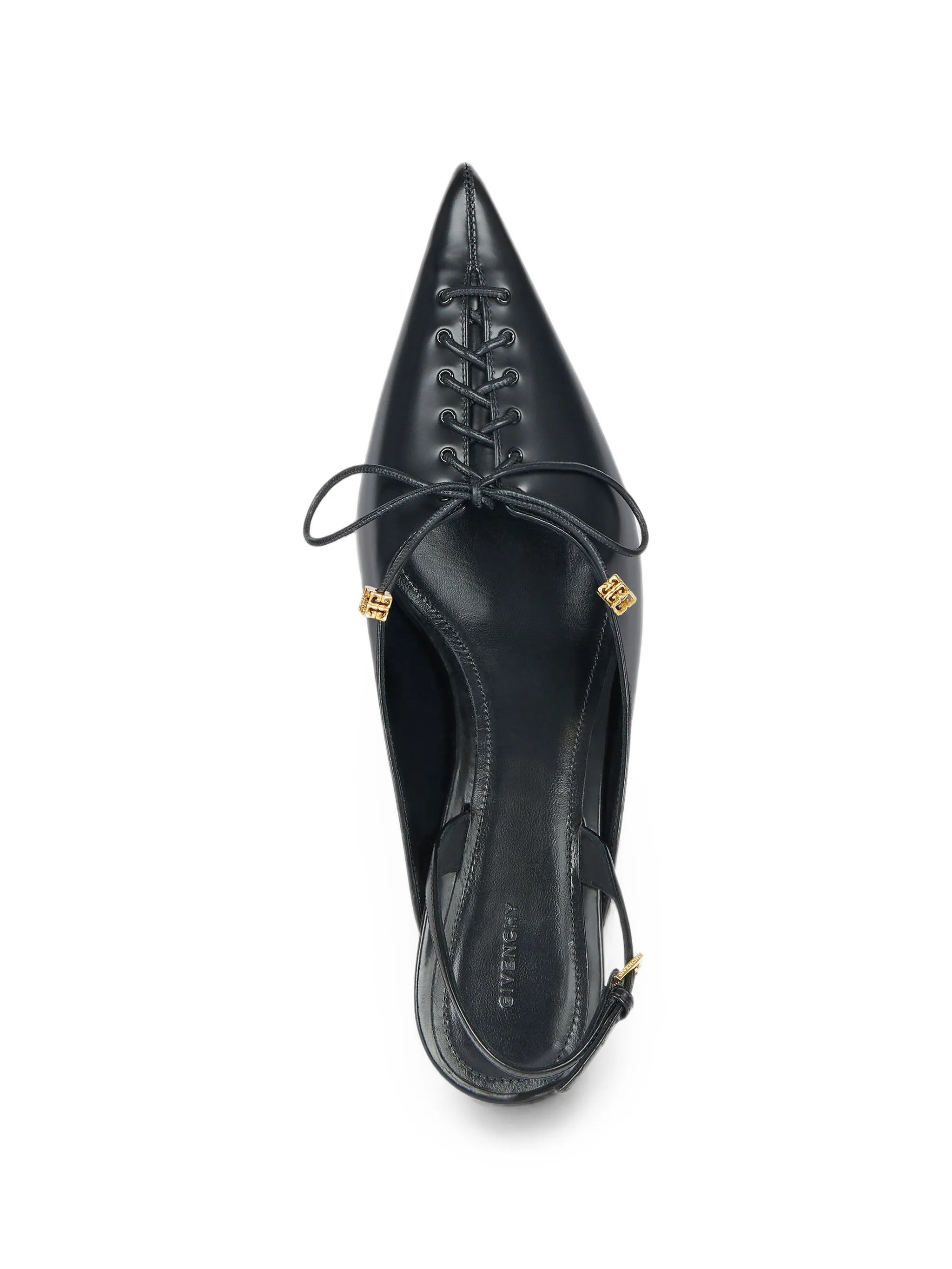 lace-up slingbacks in leather