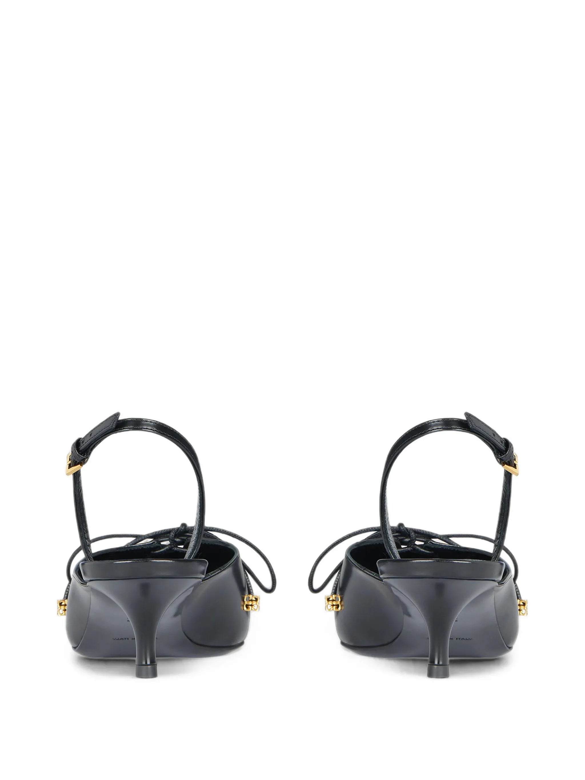 lace-up slingbacks in leather