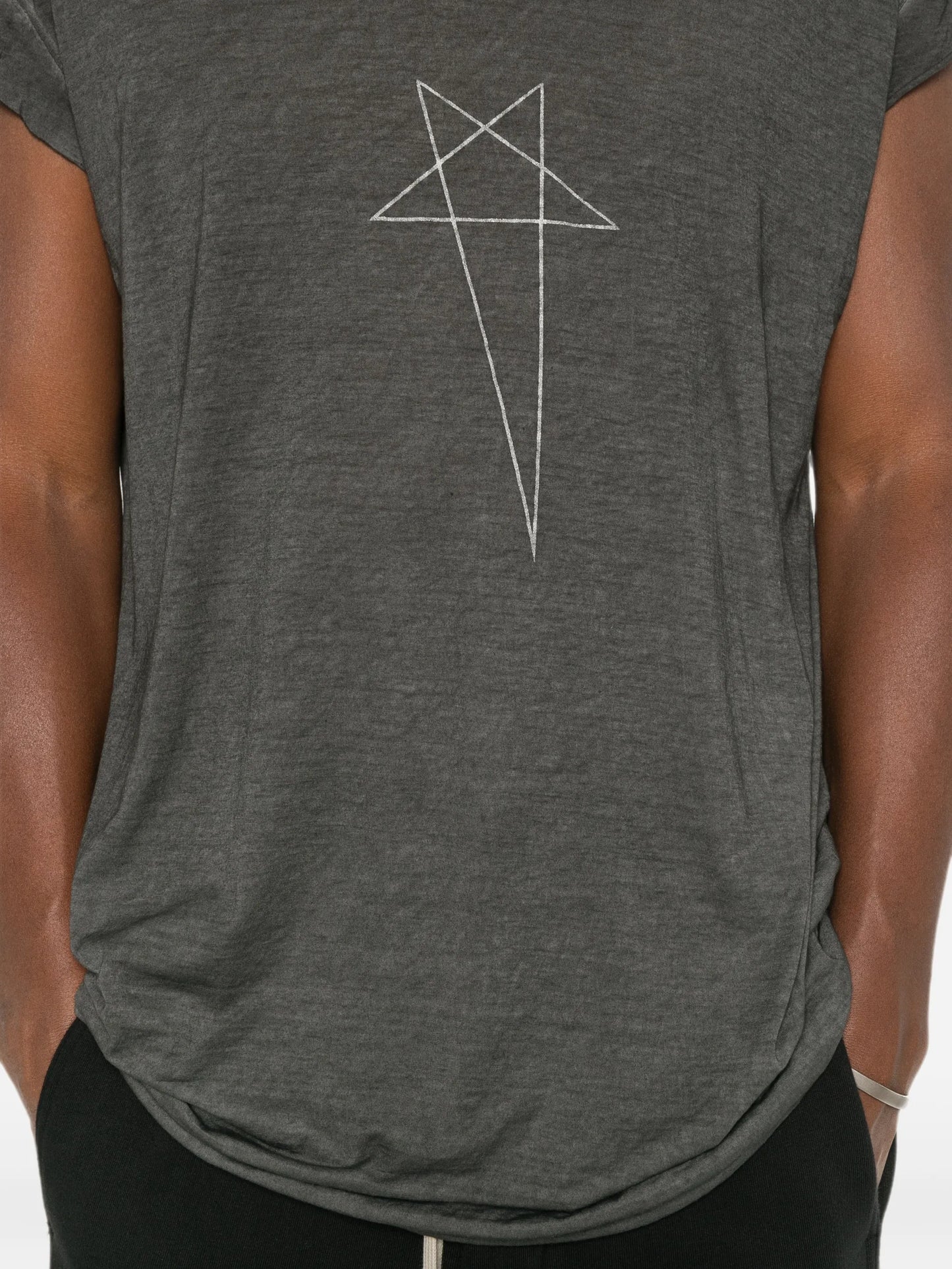 Tower Rick s jumbo SL T in faded black/silver stonewashed cotton gauze jersey