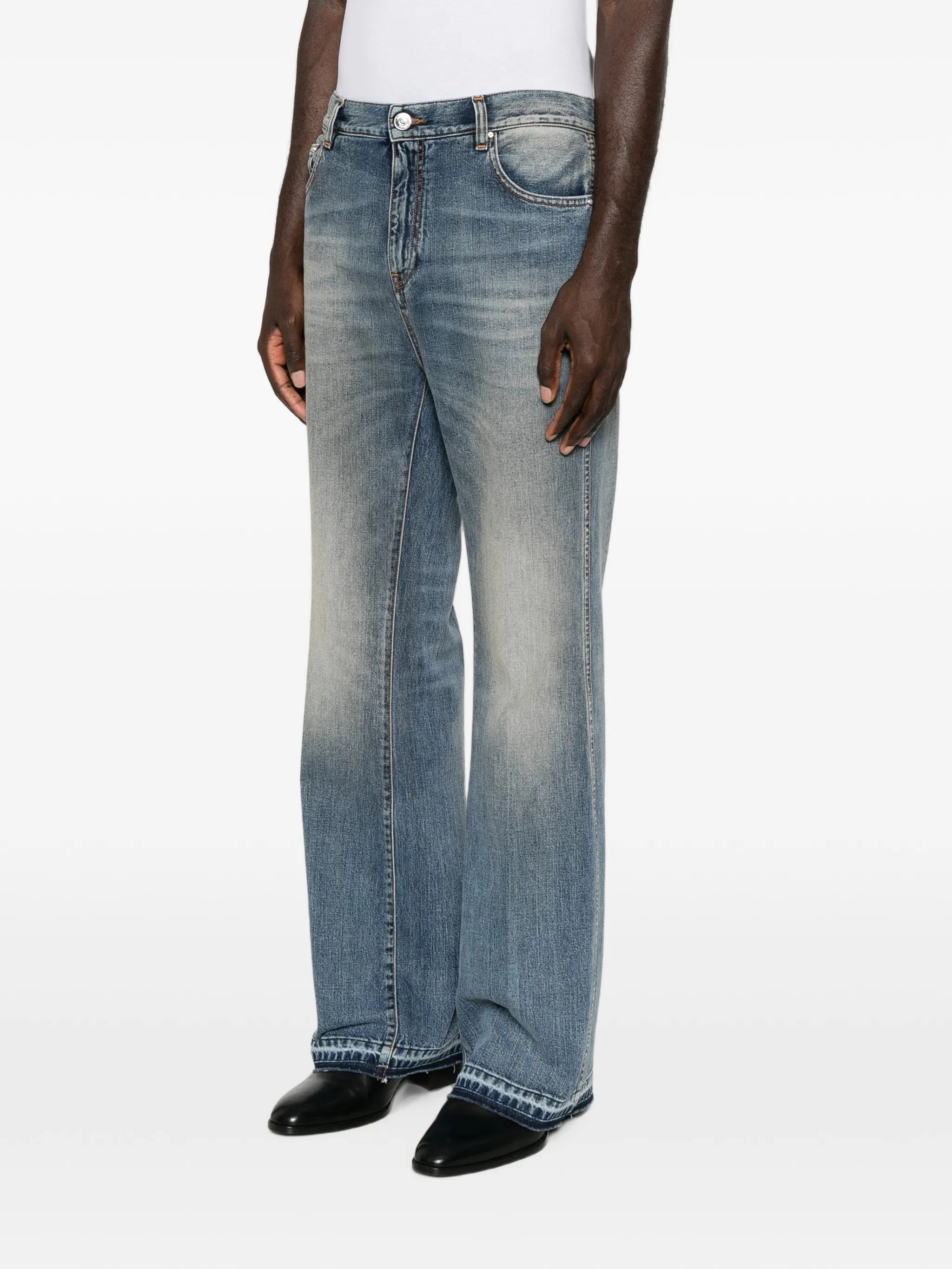 faded-effect bootcut jeans