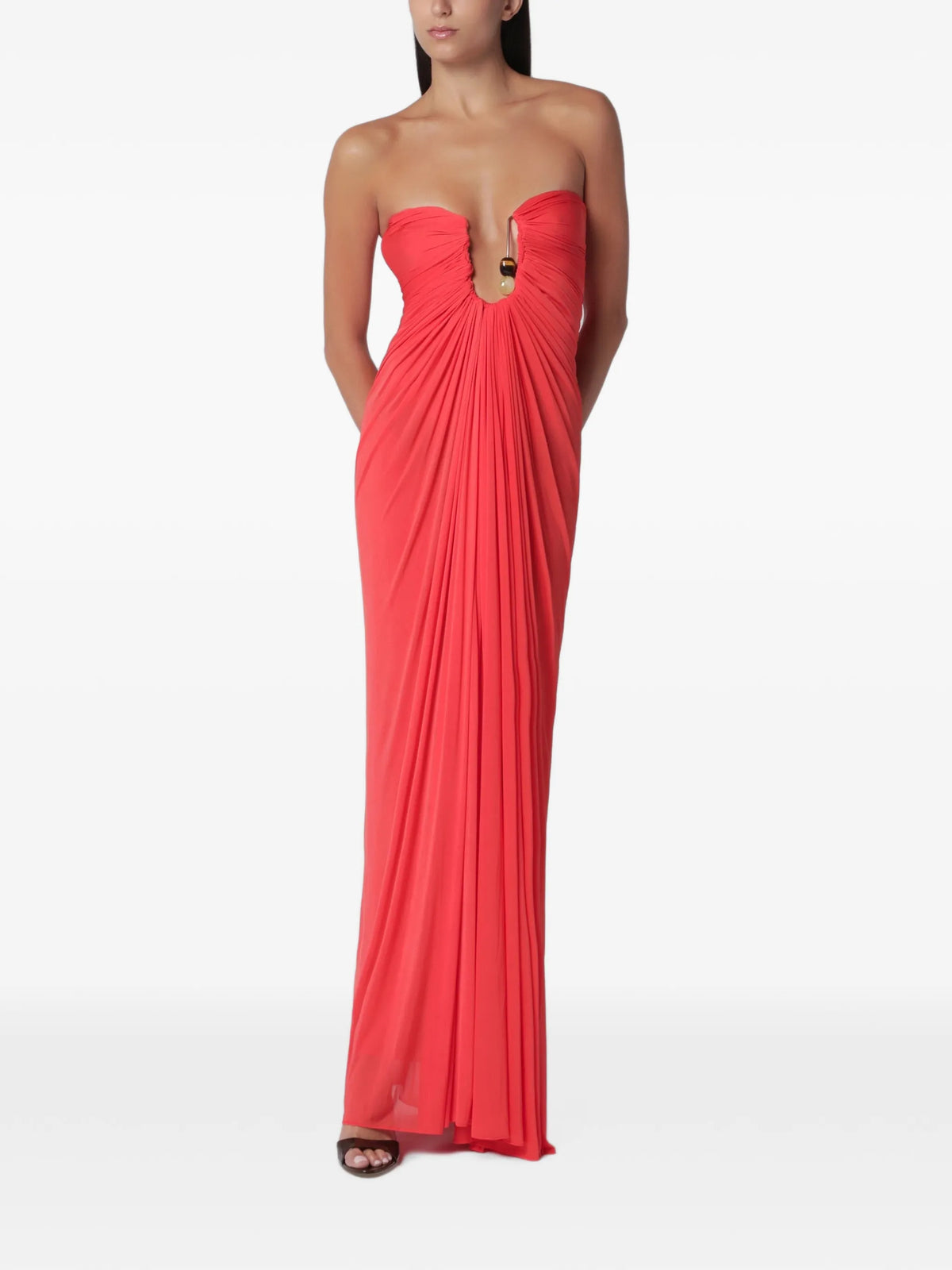 Helix crystal-embellished strapless maxi dress