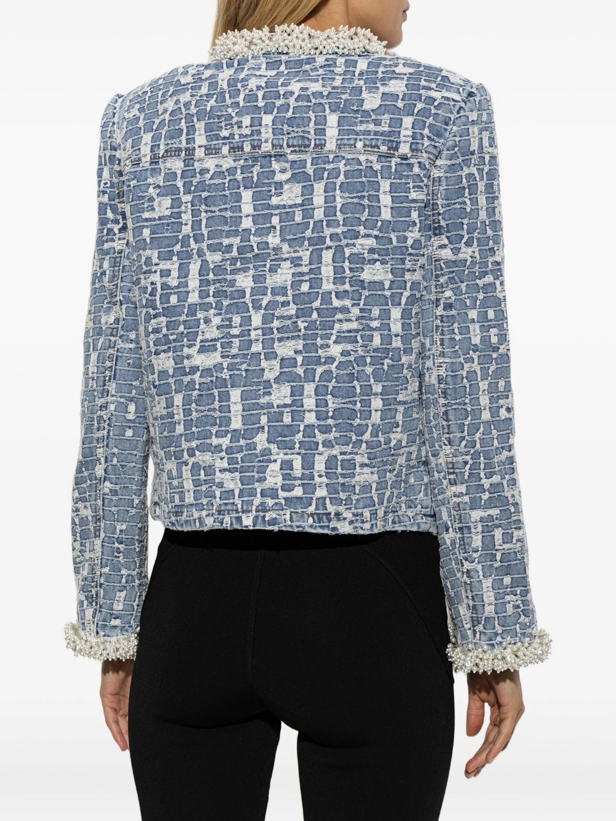 blue textured denim jacket