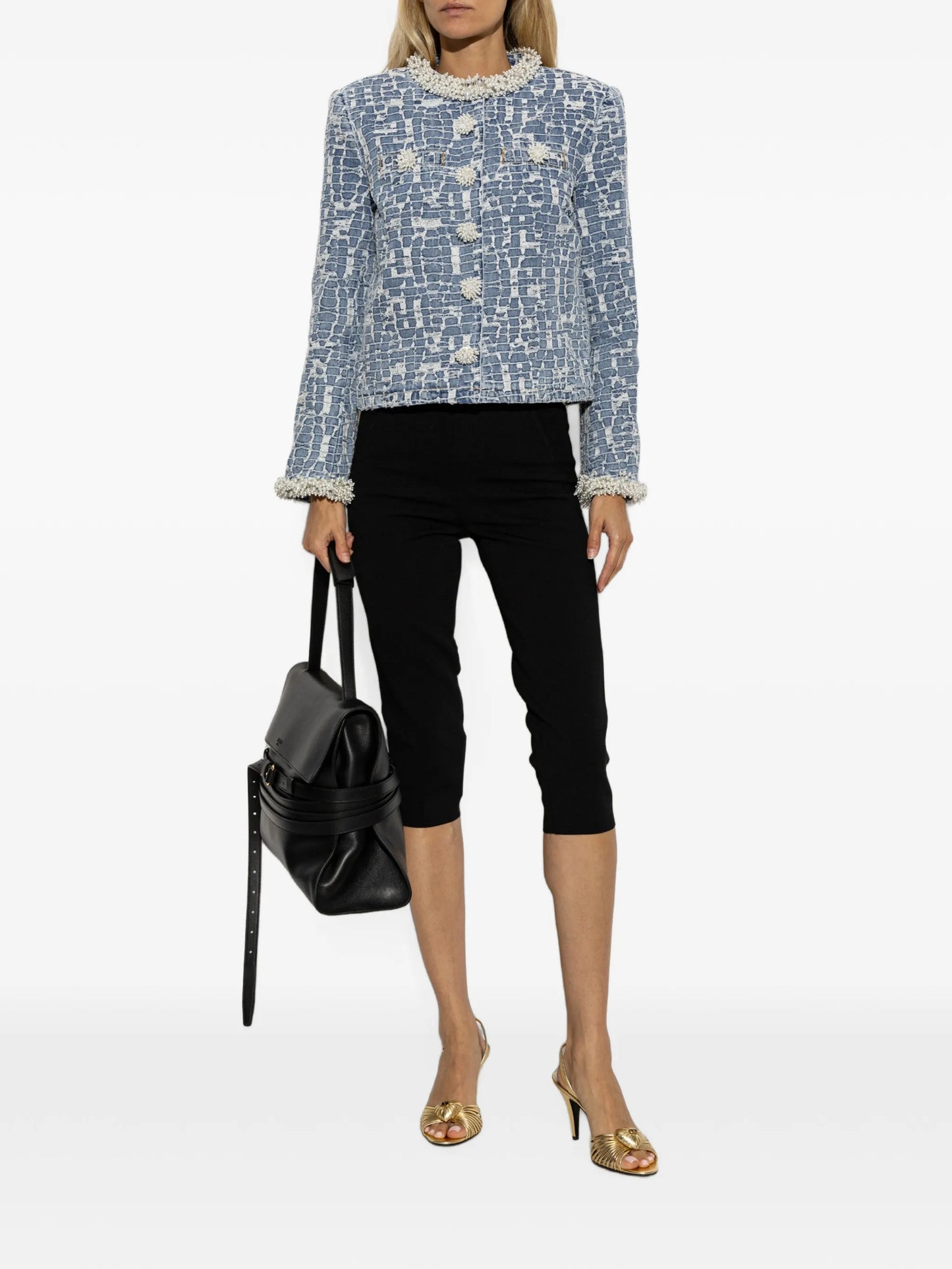 blue textured denim jacket
