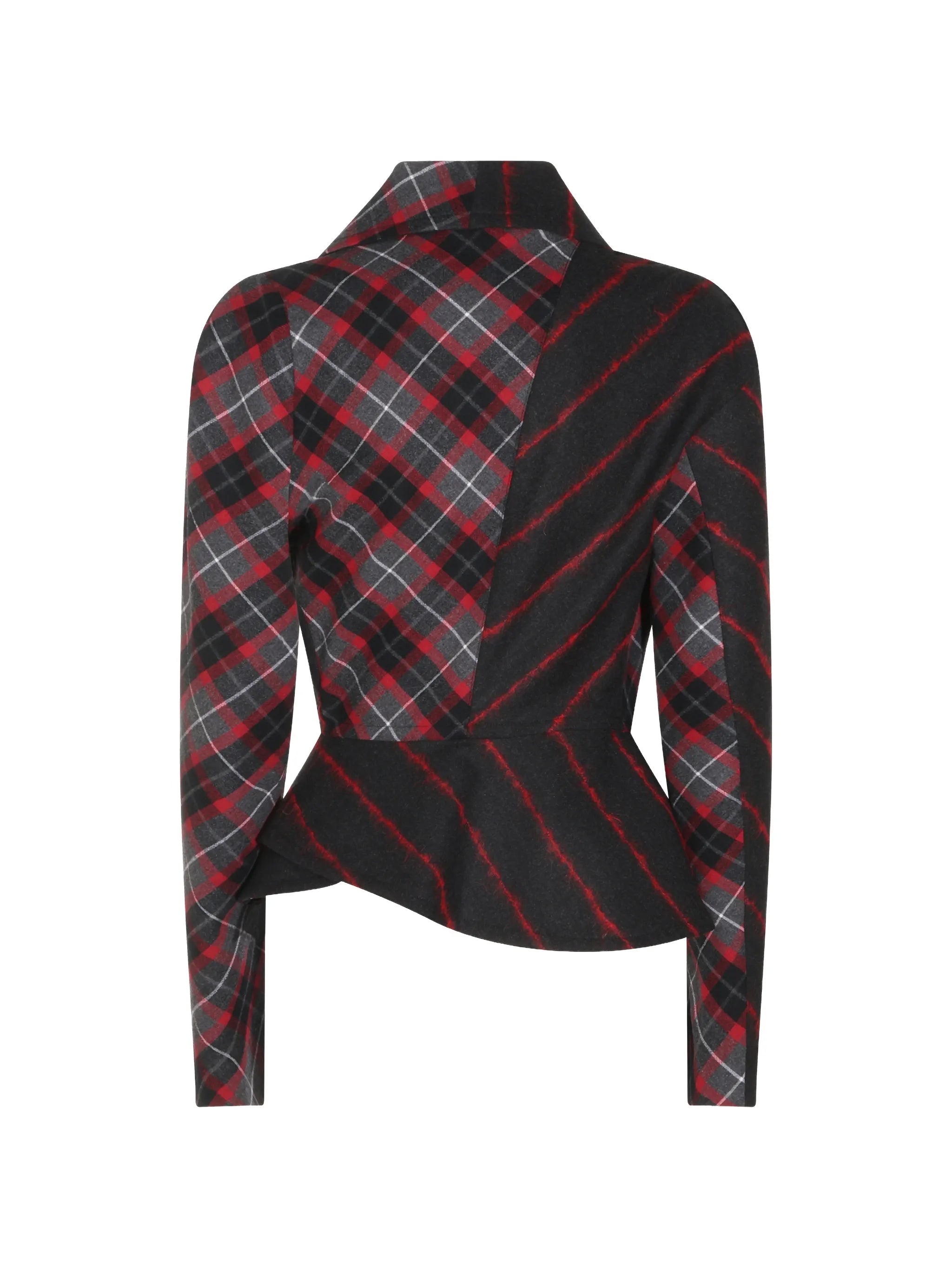 Stormy tartan-check asymmetric jacket