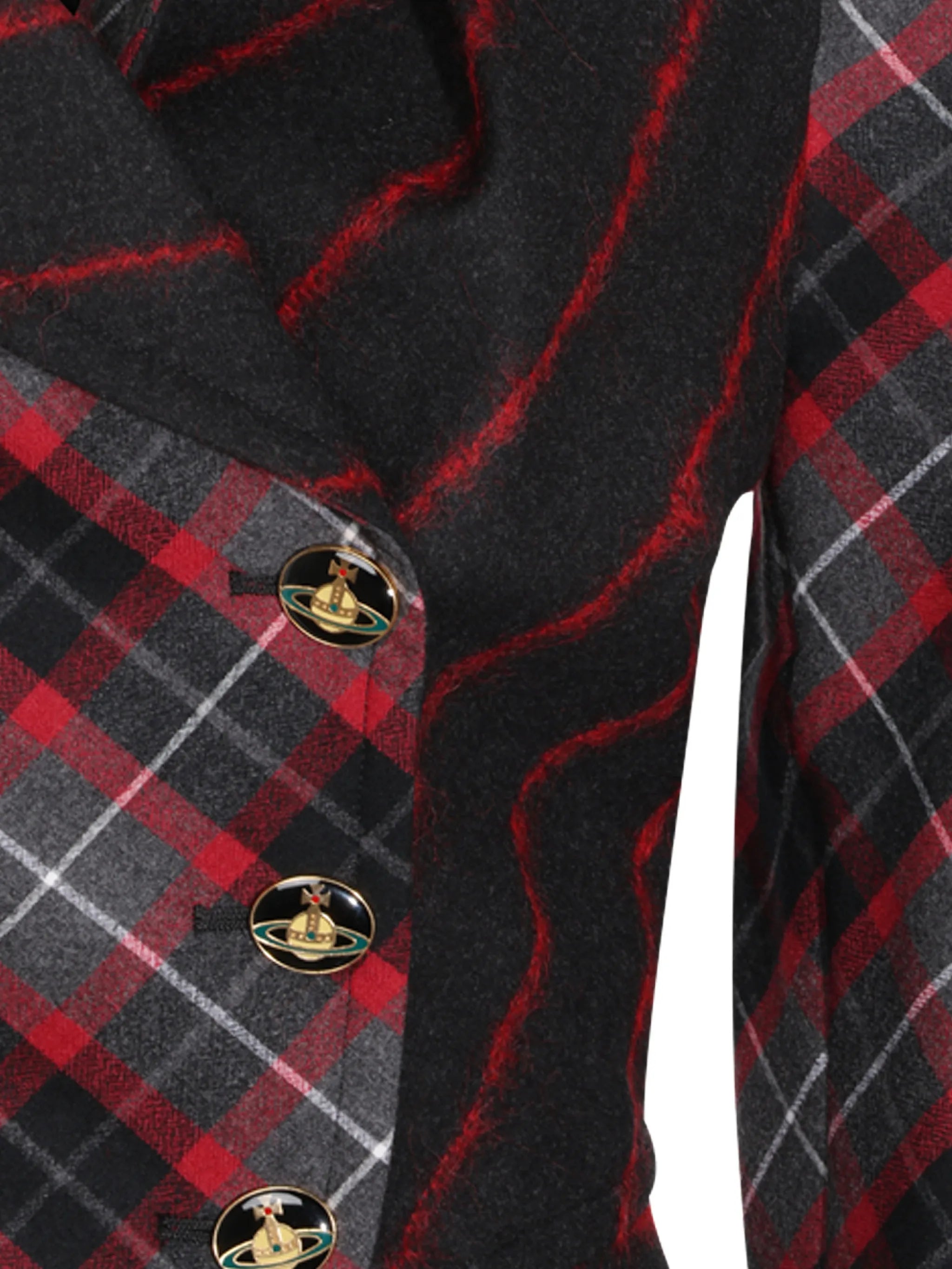 Stormy tartan-check asymmetric jacket