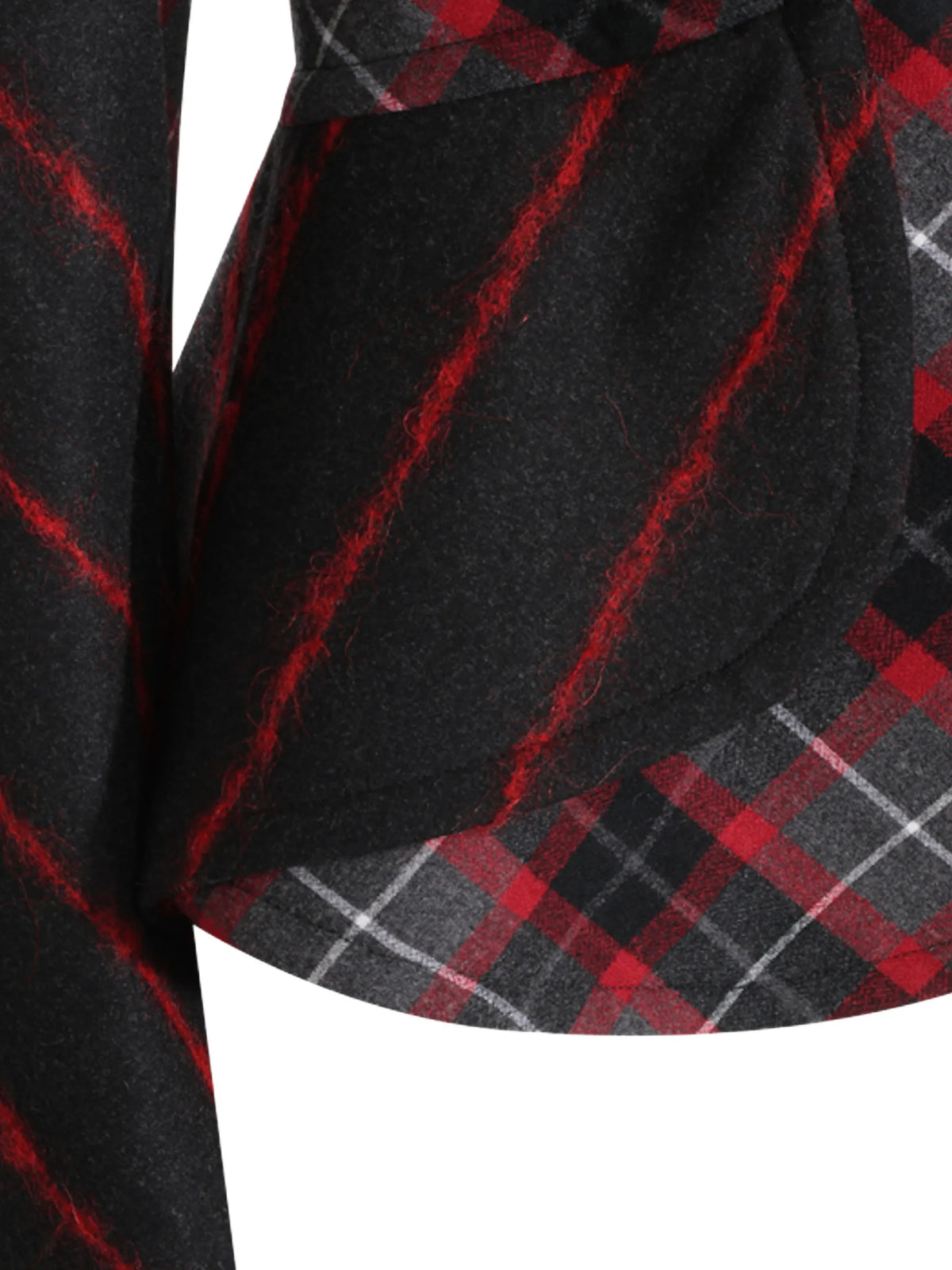 Stormy tartan-check asymmetric jacket