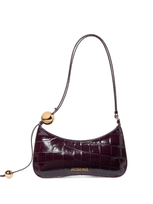 croc-effect leather shoulder bag