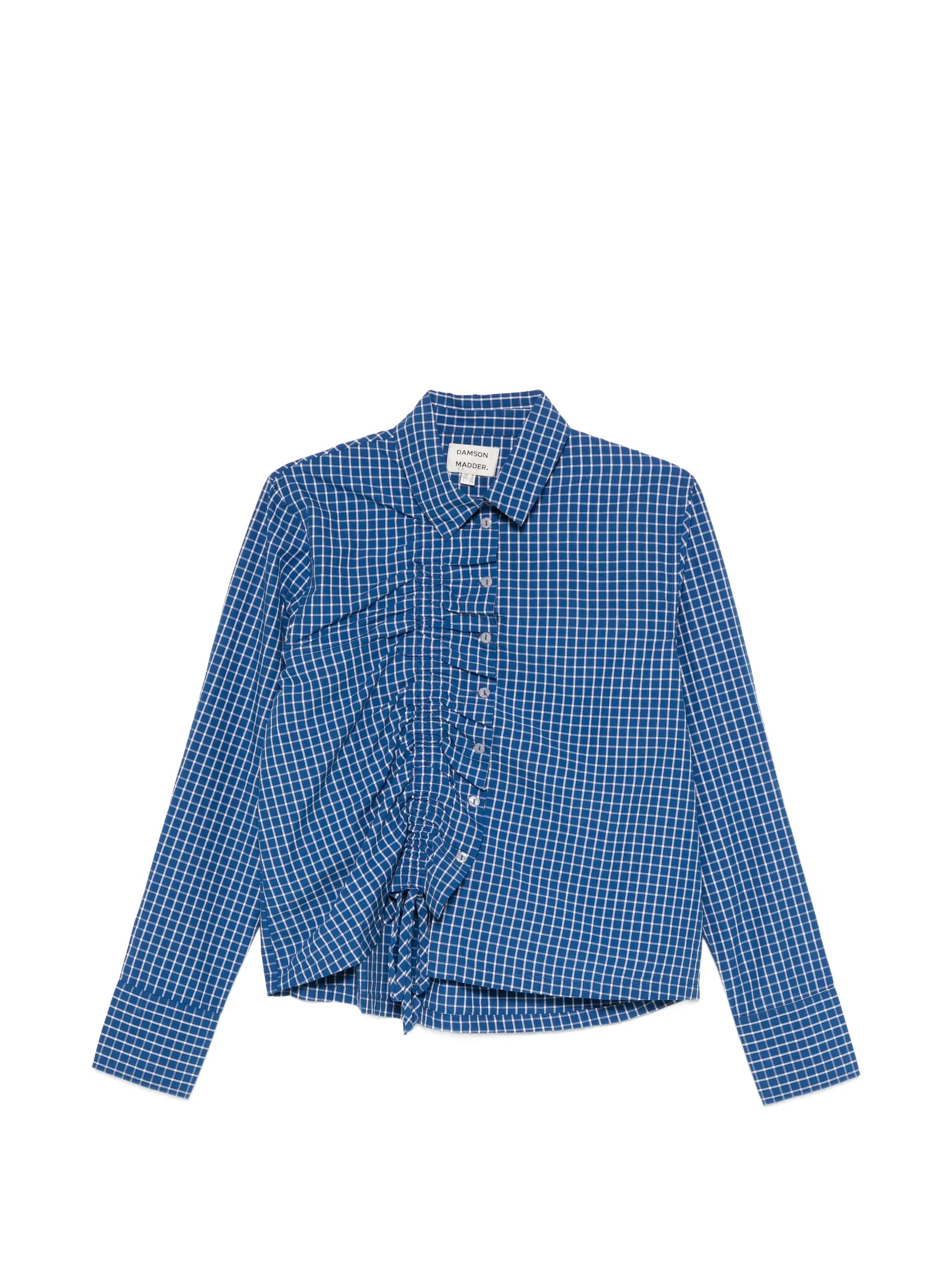 Talia ruched shirt blue check