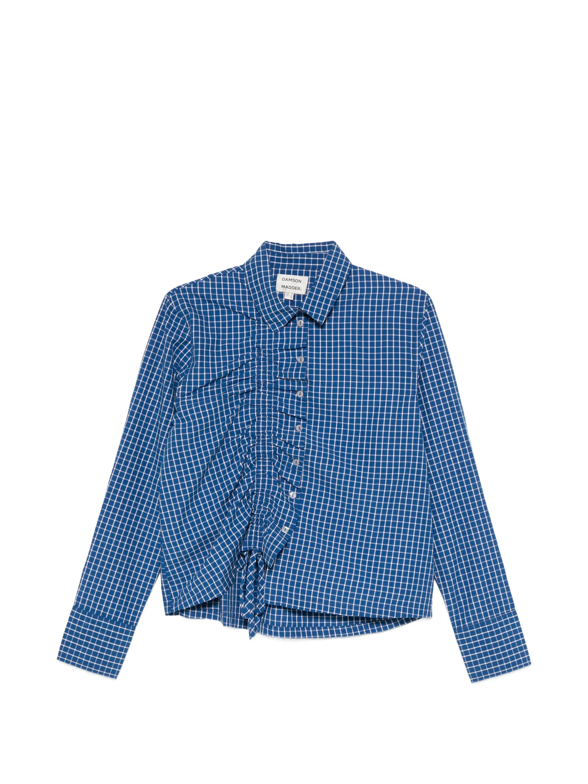 Talia ruched shirt blue check
