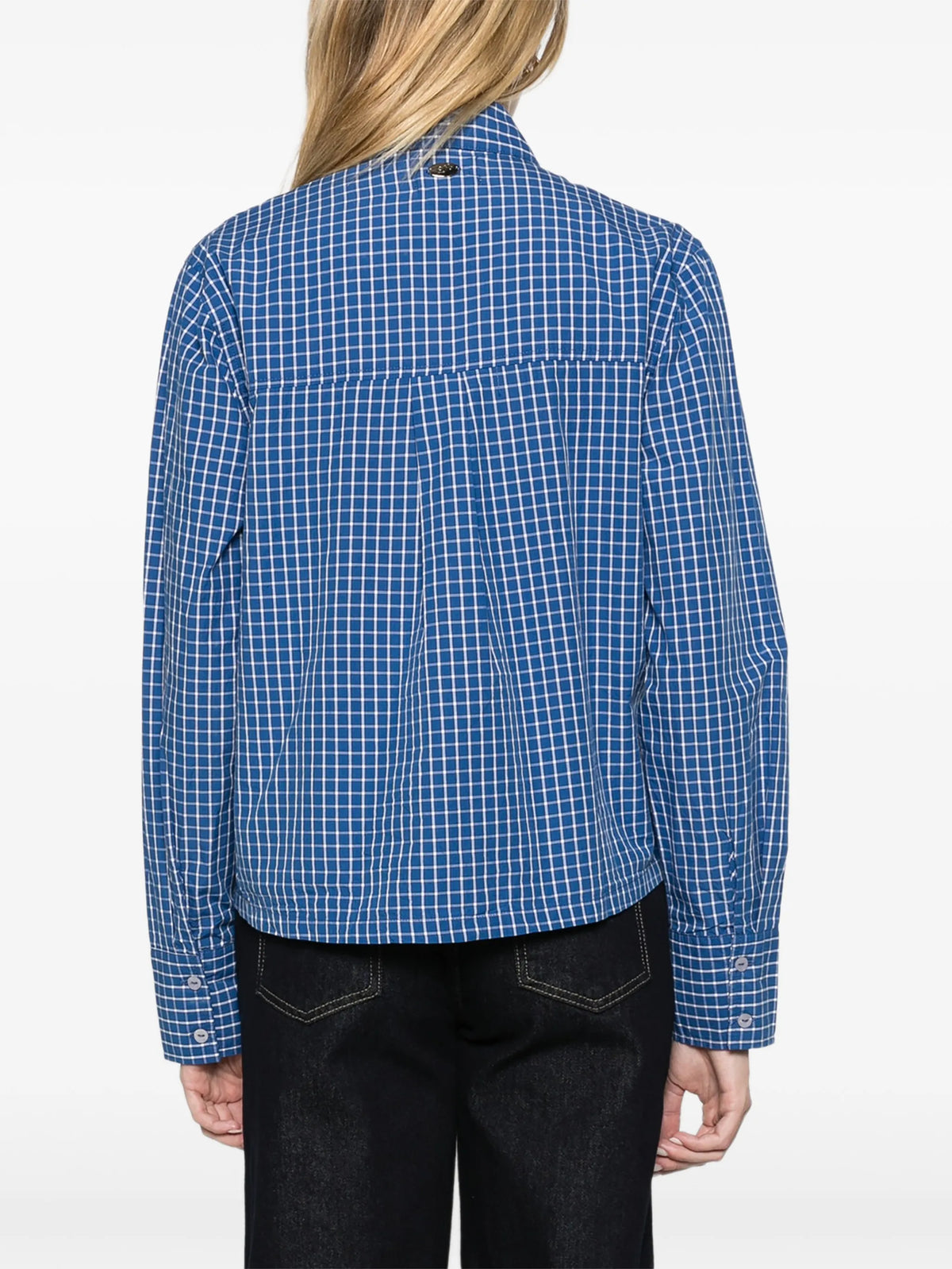 Talia ruched shirt blue check